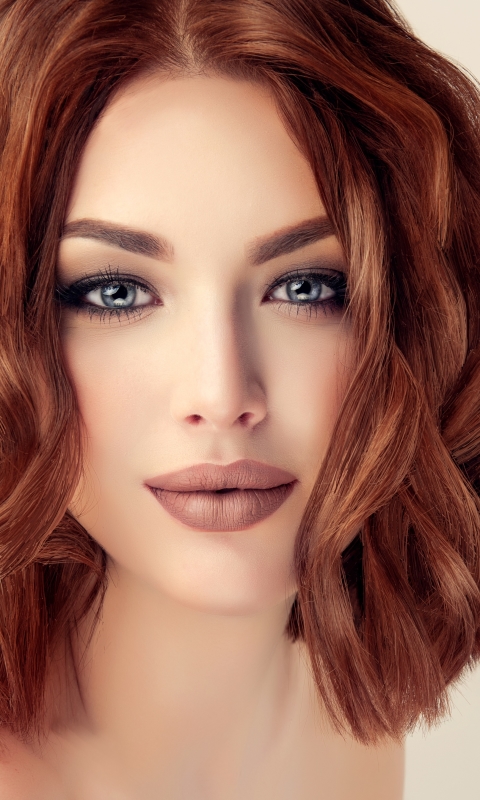 Download mobile wallpaper Redhead, Face, Model, Women, Blue Eyes, Lipstick for free.