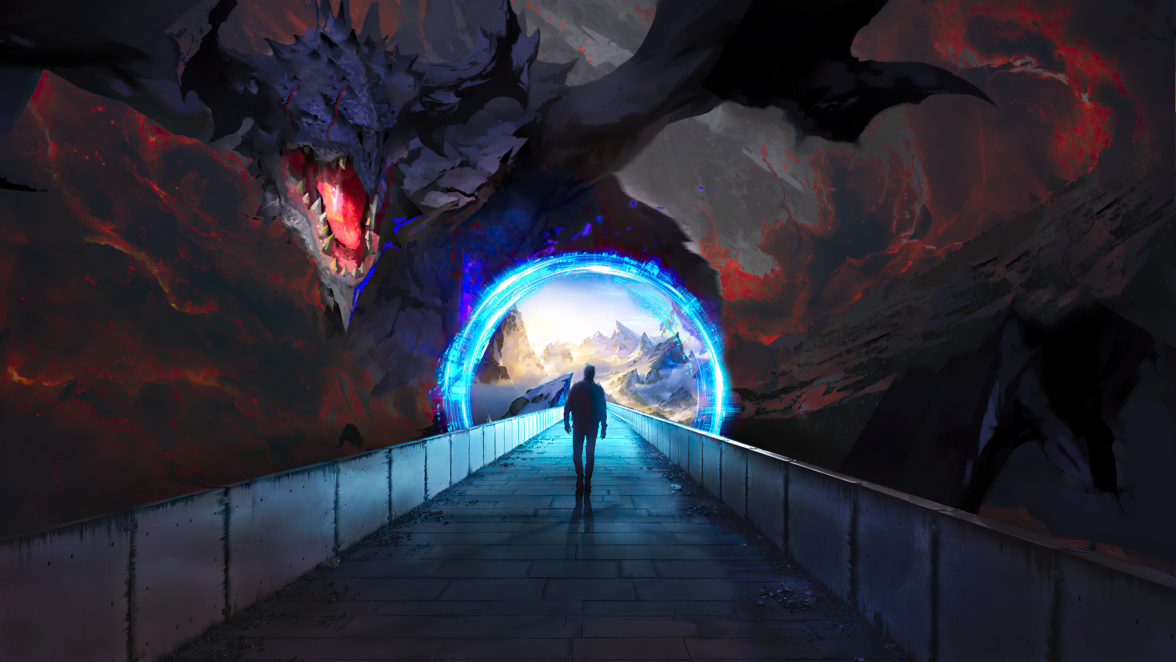 Free download wallpaper Fantasy, Dragon, Gate on your PC desktop