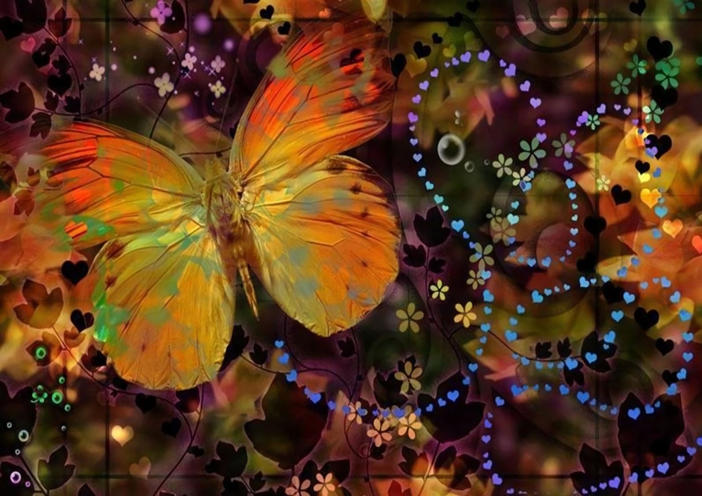 Laden Sie das Blume, Schmetterling, Bunt, Künstlerisch-Bild kostenlos auf Ihren PC-Desktop herunter