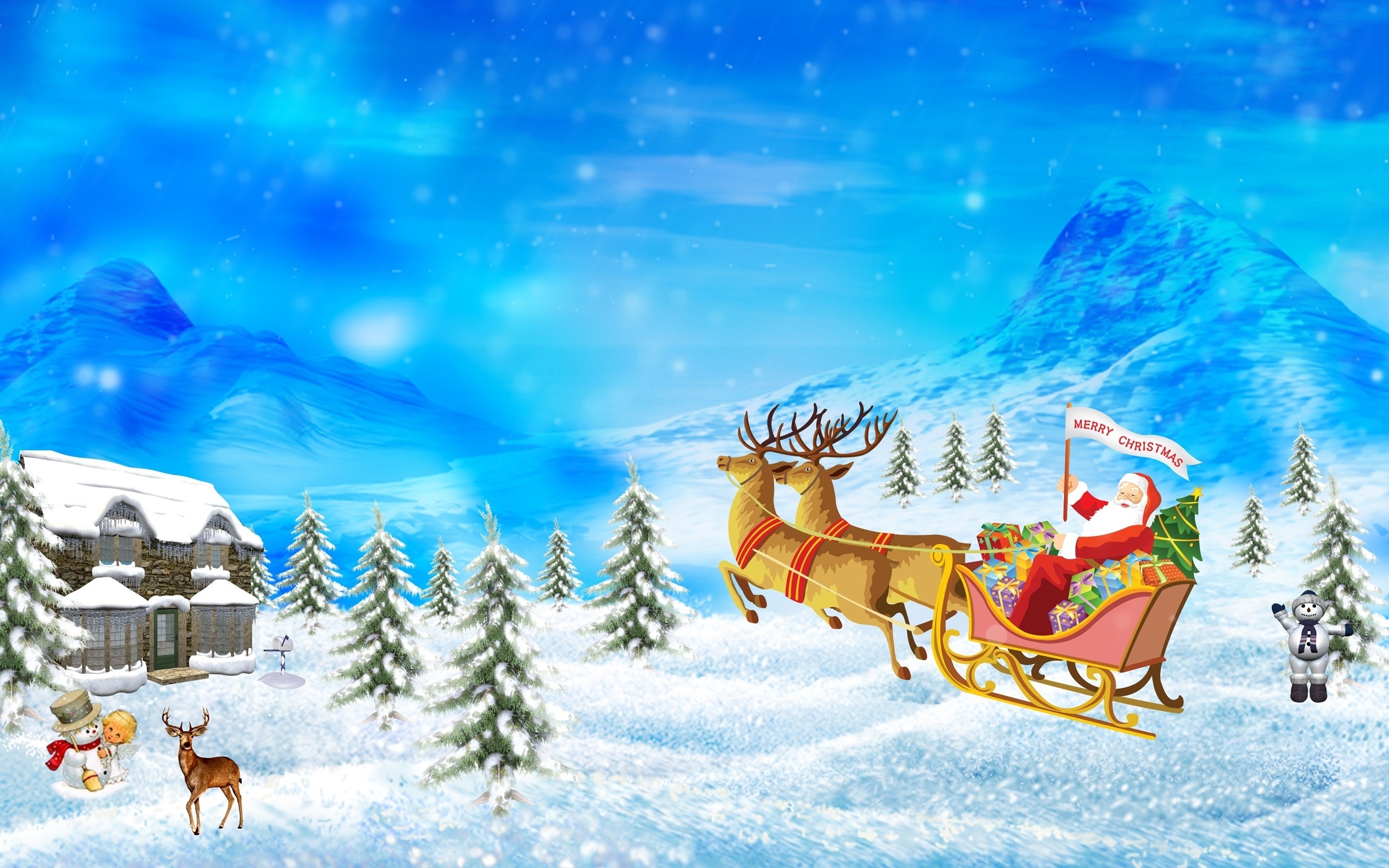 christmas, merry christmas, holiday, gift, reindeer, santa, sleigh