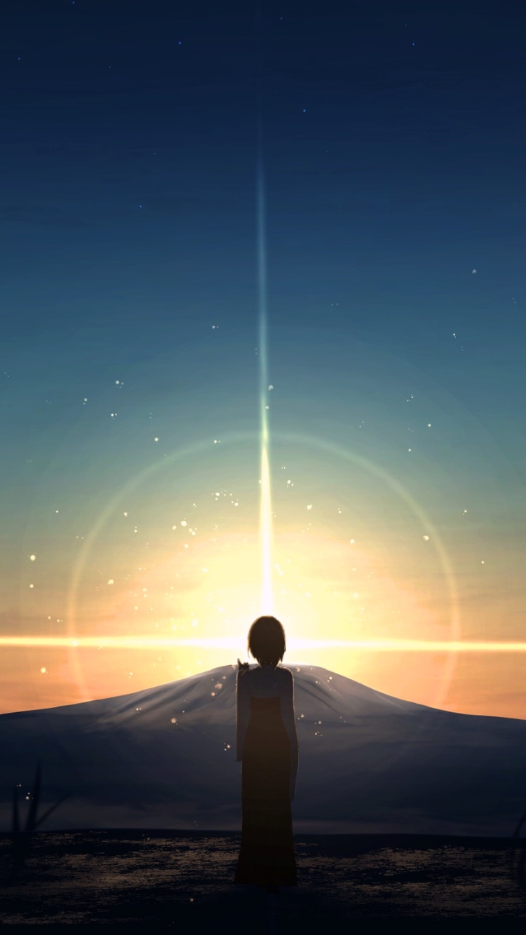 Handy-Wallpaper Landschaft, Sonnenuntergang, Animes kostenlos herunterladen.