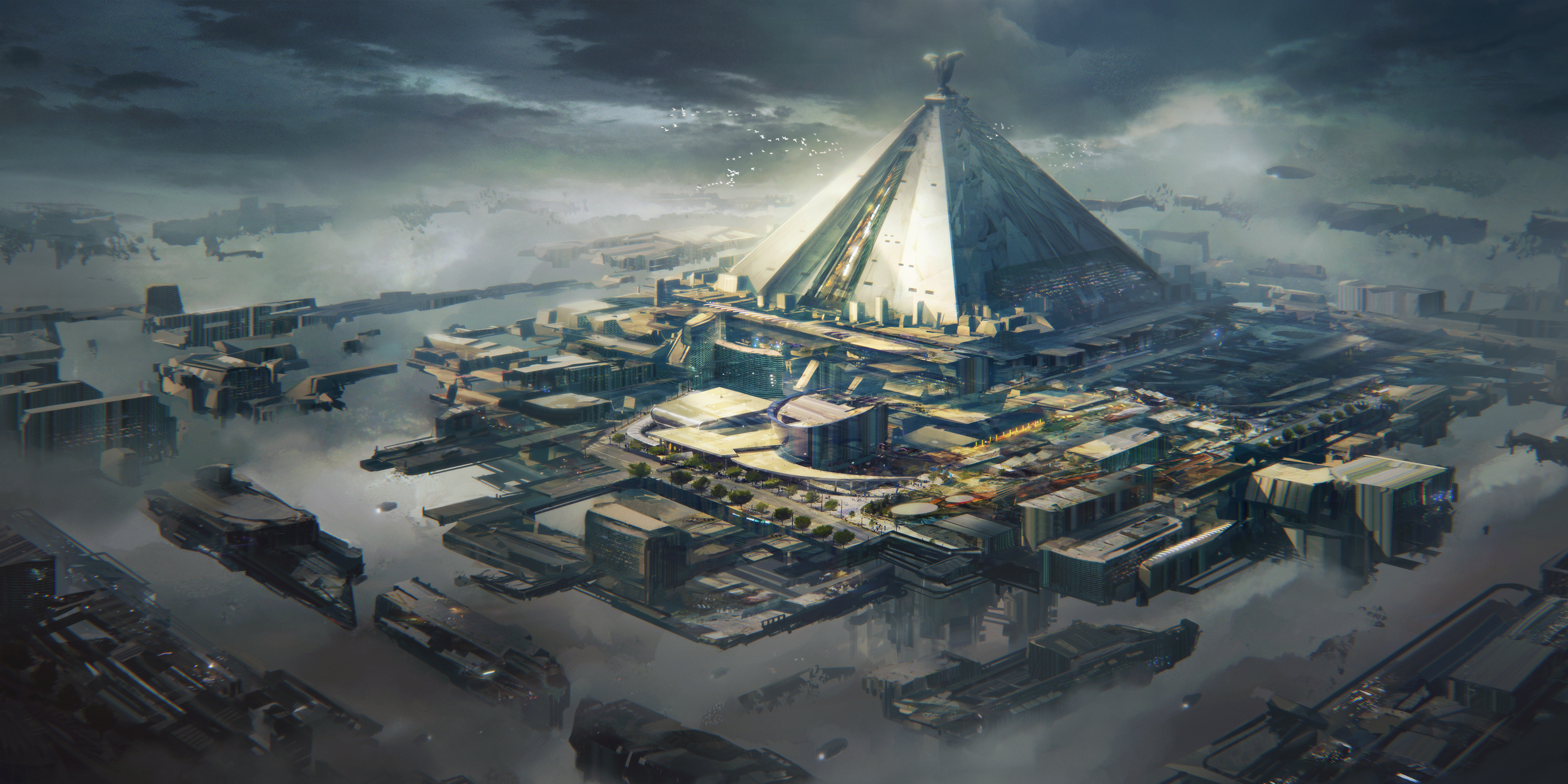 735692 baixar imagens ficção científica, cidade, ilha flutuante, cidade futurista, a guerra dos tronos, pirâmide - papéis de parede e protetores de tela gratuitamente
