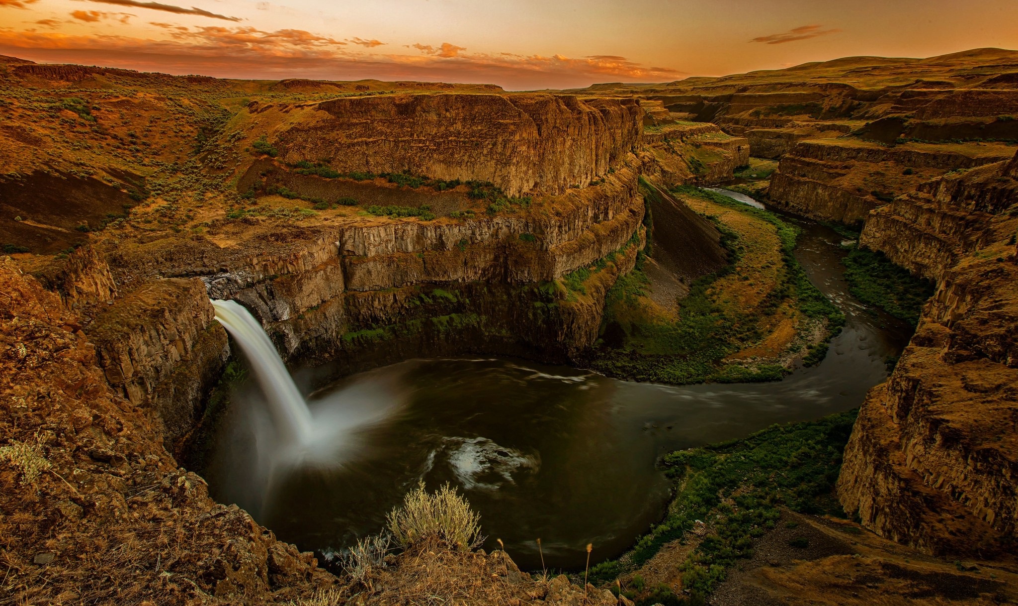 earth, palouse falls, canyon, nature, river, waterfall, waterfalls