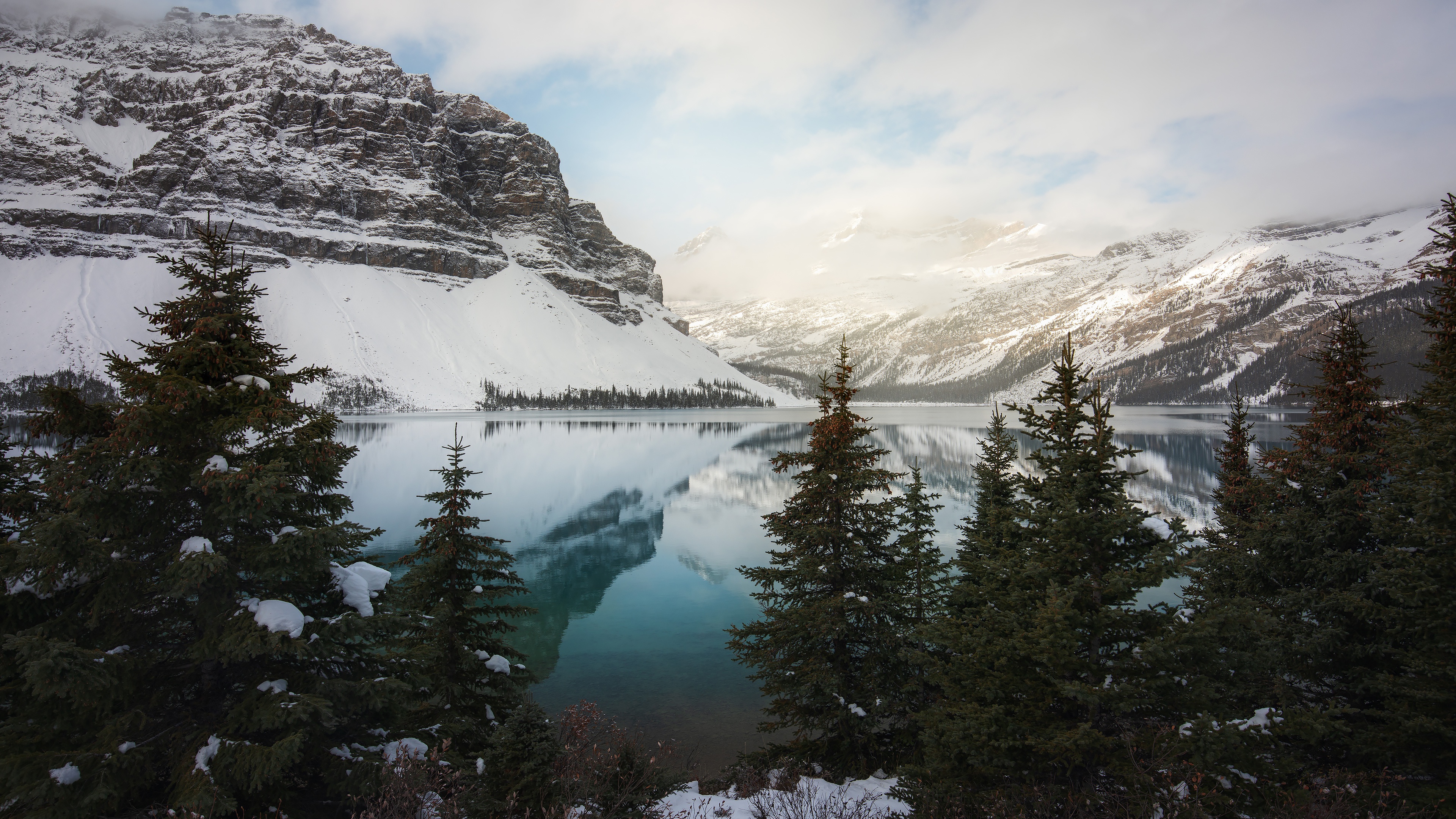 Téléchargez gratuitement l'image Hiver, Lac, Canada, Parc National, Parc National Banff, Terre/nature, Neiger, Réflection sur le bureau de votre PC