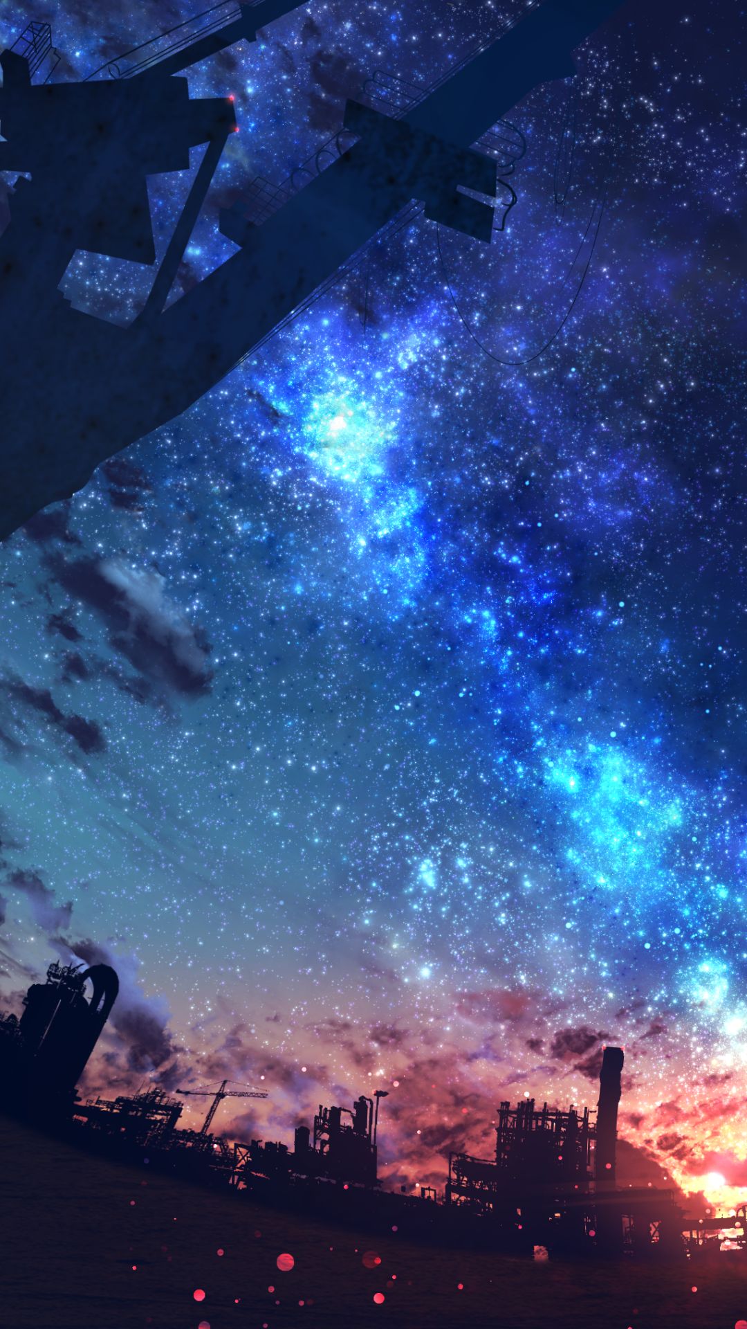 Handy-Wallpaper Nacht, Original, Himmel, Animes, Sternenklarer Himmel kostenlos herunterladen.