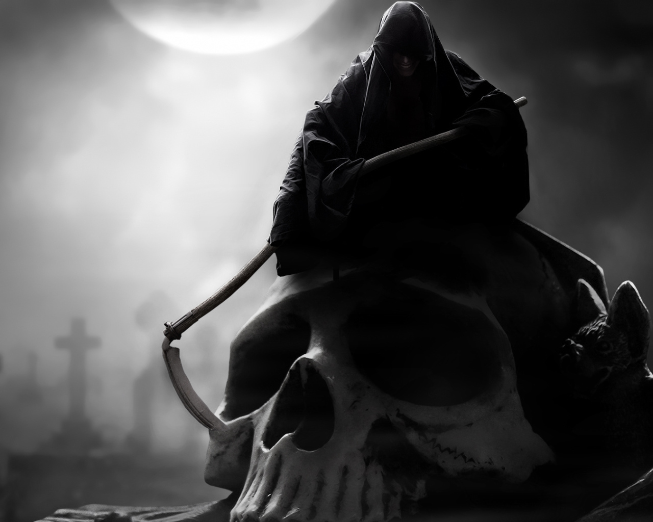 death, fantasy, skeletons, black Phone Background