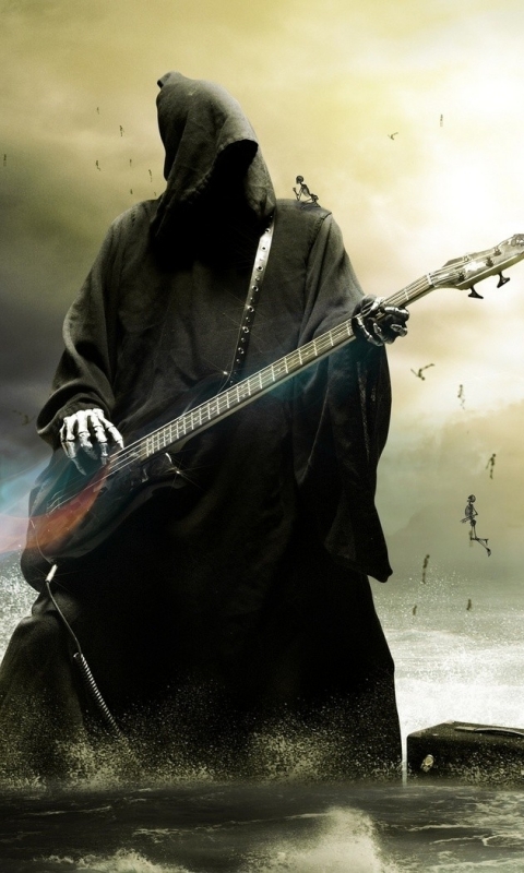 Download mobile wallpaper Music, Guitar, Grim Reaper for free.