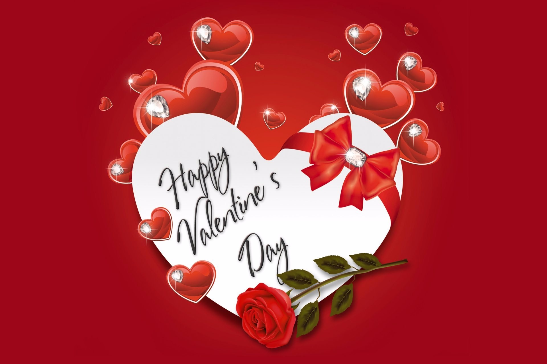 Скачати мобільні шпалери День Святого Валентина, Роза, Свято, Серце, Діамант безкоштовно.