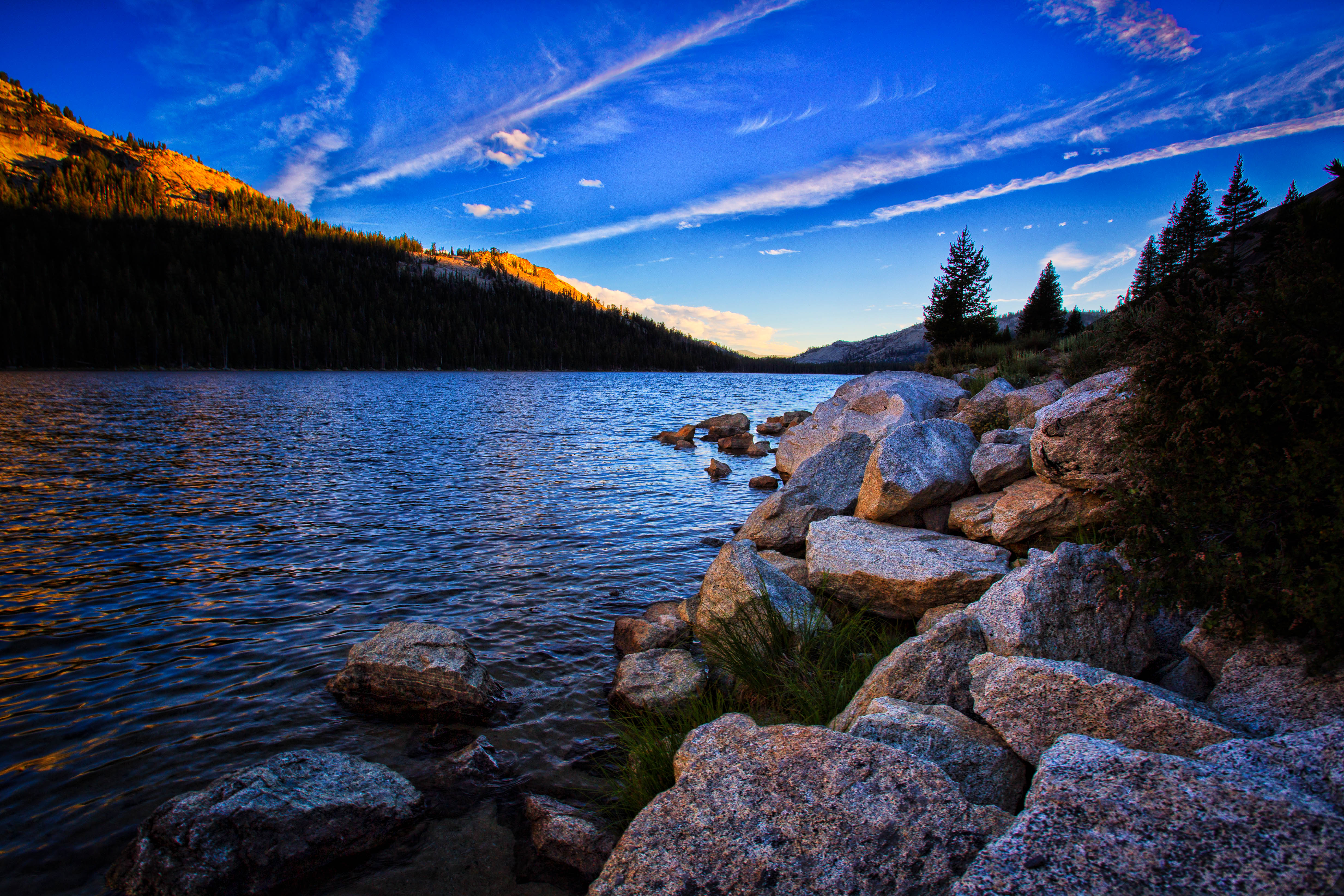 Free download wallpaper Nature, Trees, Stones, Sky, Lake, Spruce, Fir on your PC desktop