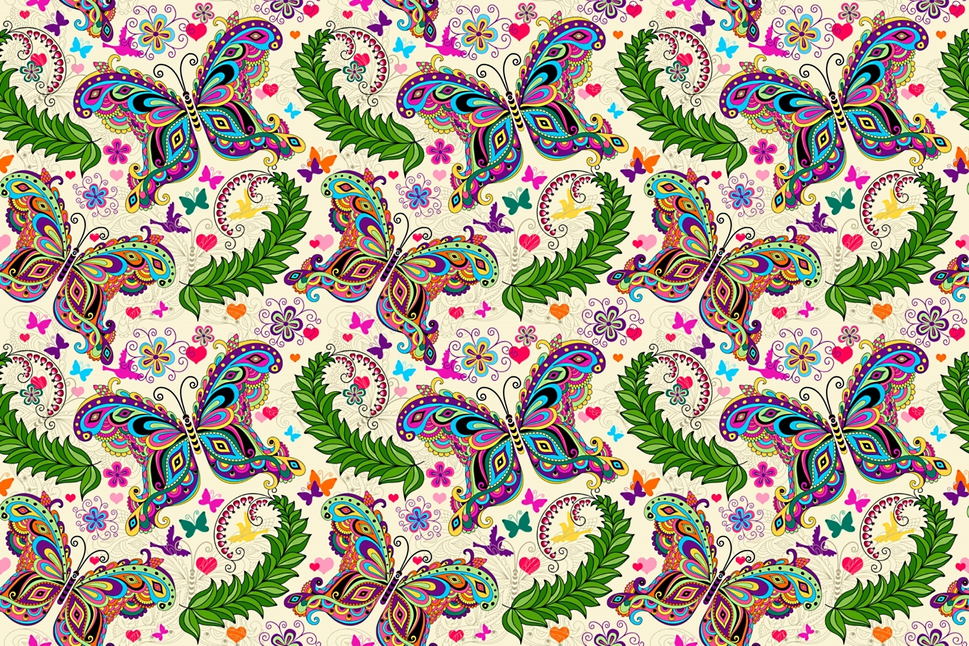 Free download wallpaper Fern, Leaf, Butterfly, Colorful, Artistic on your PC desktop