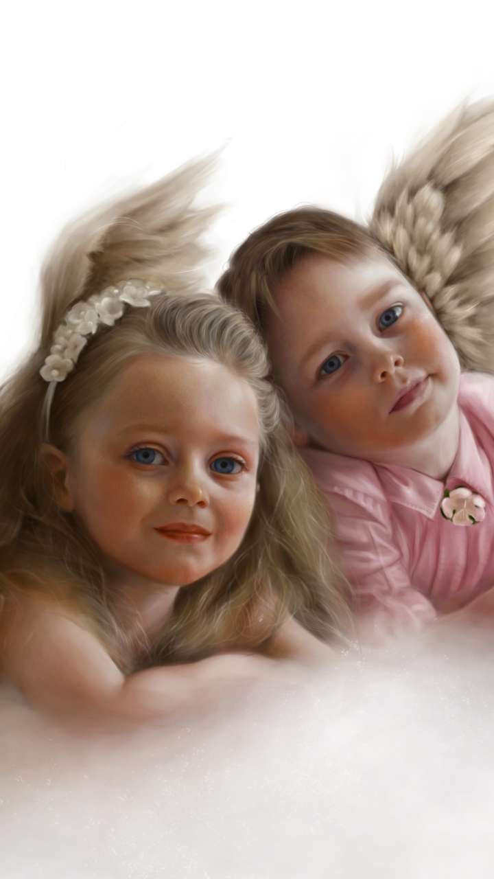 Download mobile wallpaper Fantasy, Angel, Child, Blue Eyes for free.