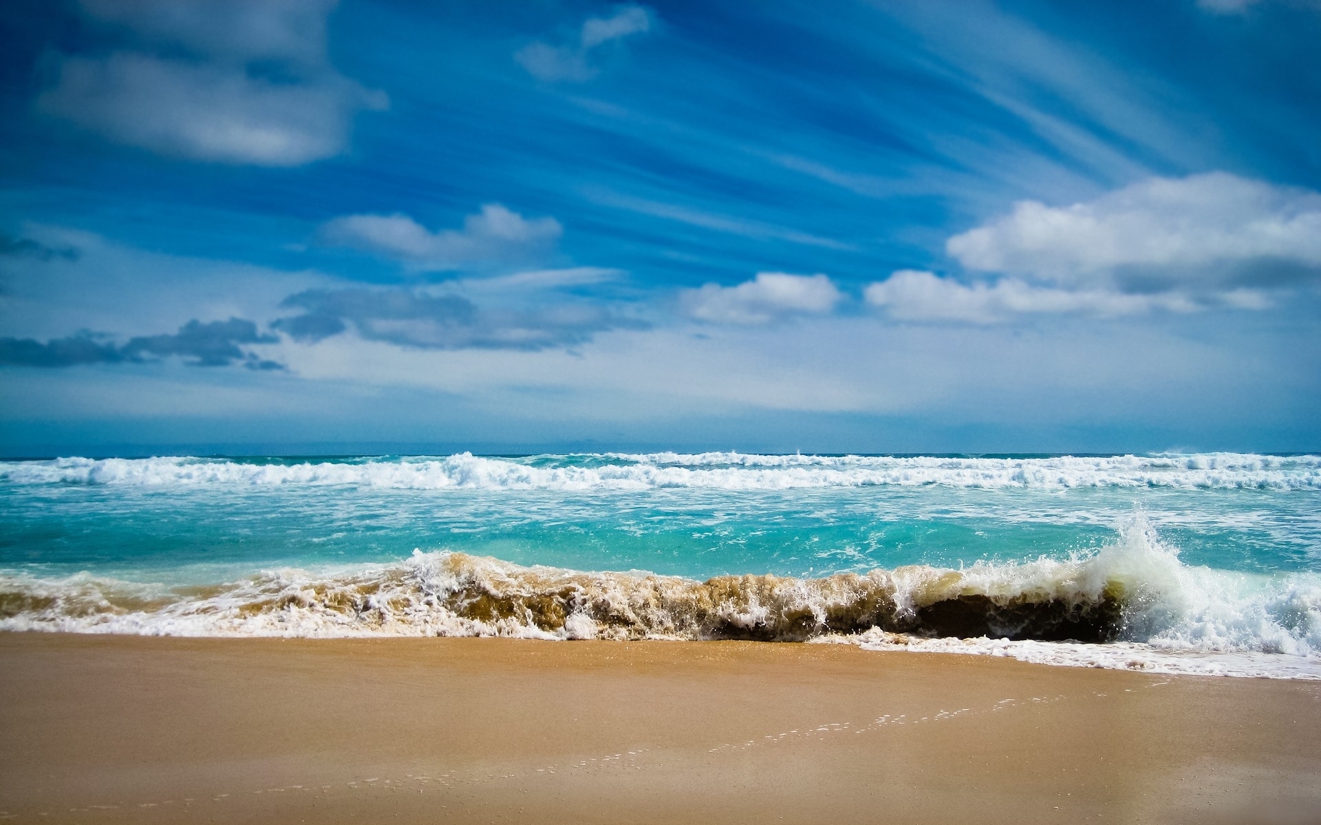 Laden Sie das Landschaft, Sea, Clouds, Waves, Strand-Bild kostenlos auf Ihren PC-Desktop herunter