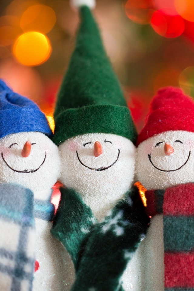 Download mobile wallpaper Snowman, Blur, Christmas, Photography for free.