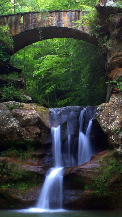 Descarga gratuita de fondo de pantalla para móvil de Cascadas, Cascada, Puente, Tierra/naturaleza.