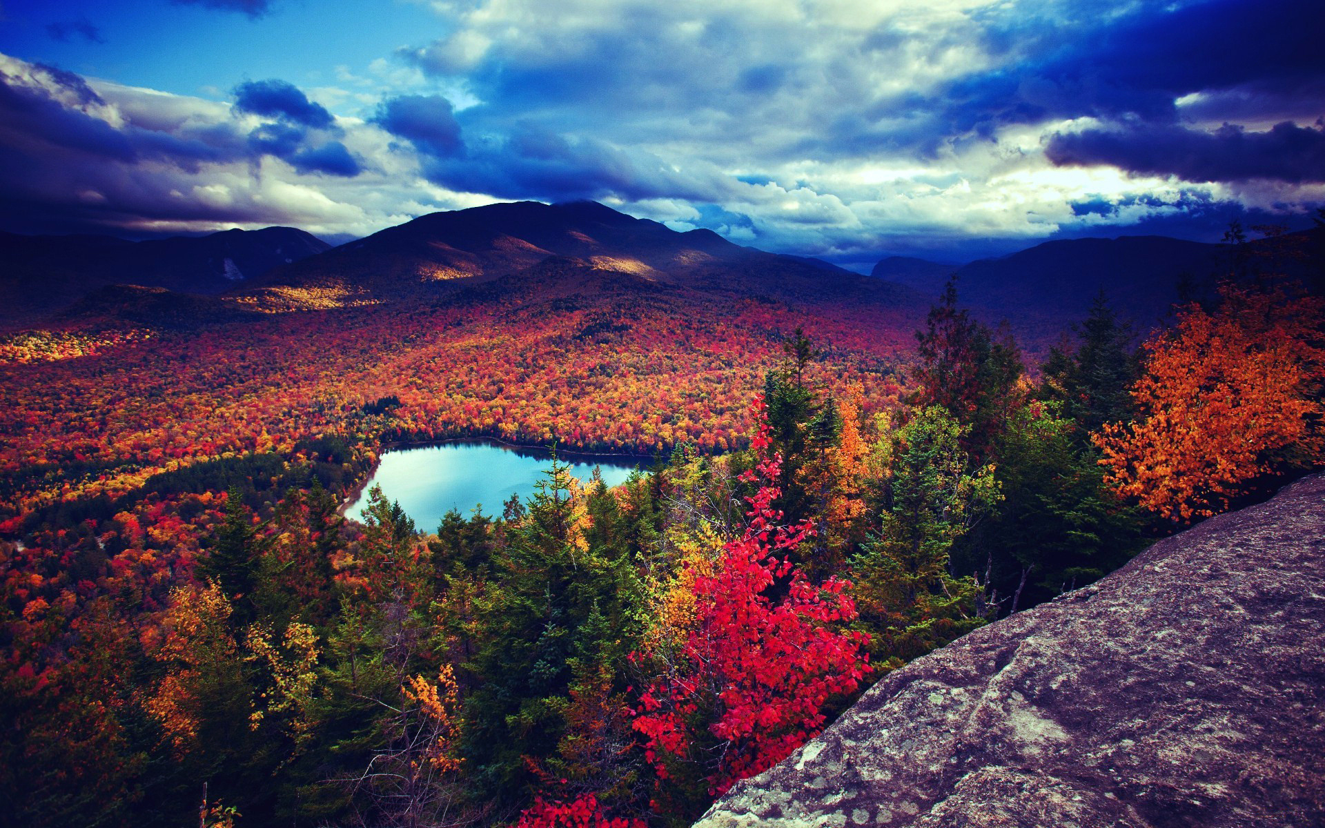 Скачать обои бесплатно Деревья, Пейзаж, Озера, Осень картинка на рабочий стол ПК