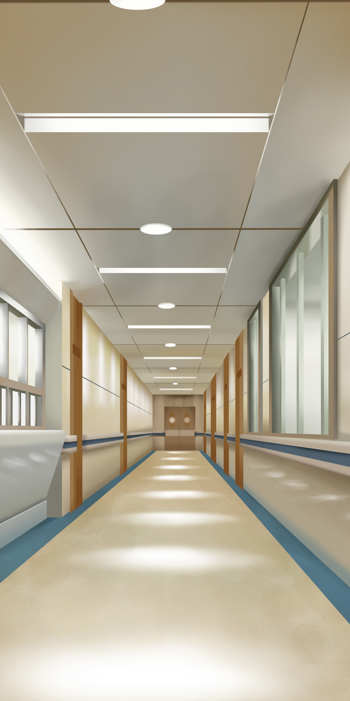 anime, original, hospital, hallway