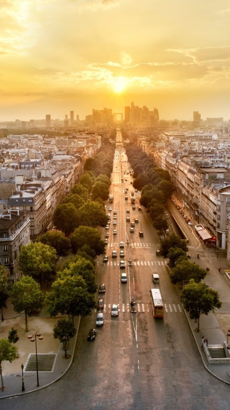 Download mobile wallpaper Cities, Sunset, Paris, France, Man Made, La Défense for free.