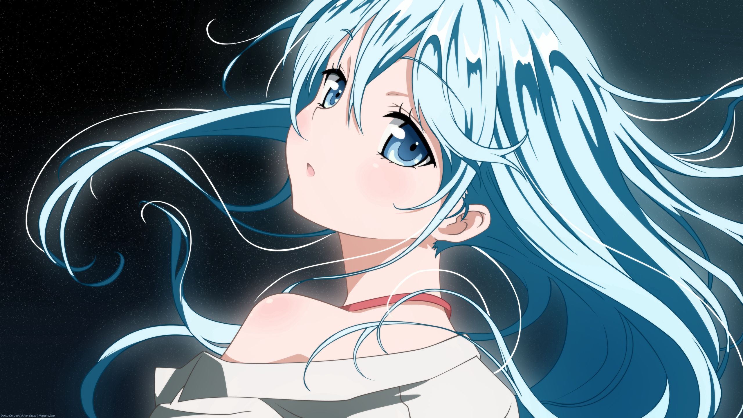Desktop FHD anime, girl, blue, hair