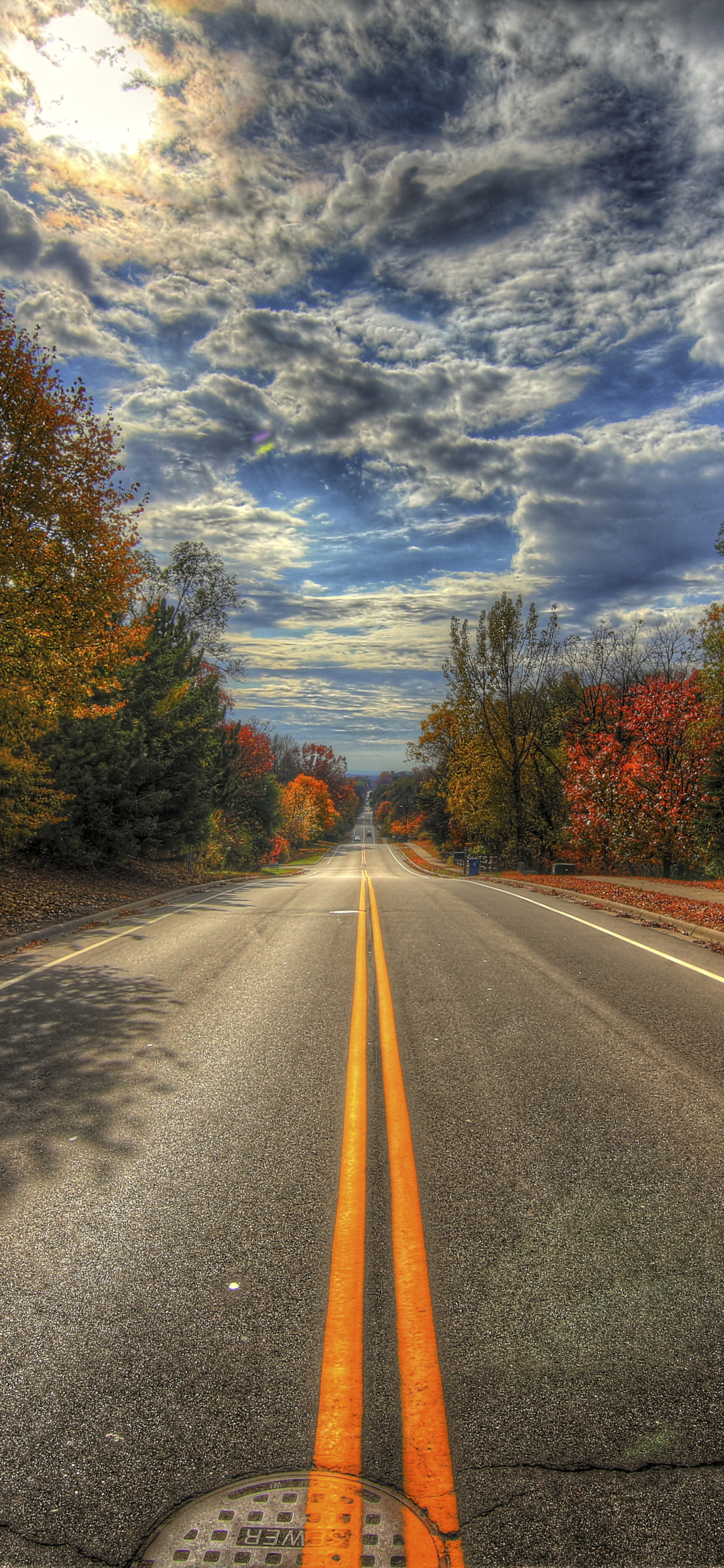 Download mobile wallpaper Road, Fall, Hdr, Man Made for free.