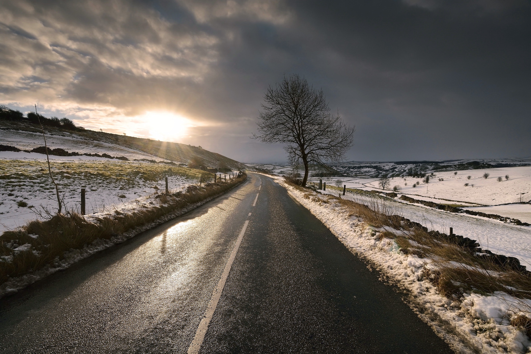 Download mobile wallpaper Landscape, Winter, Road, Man Made for free.