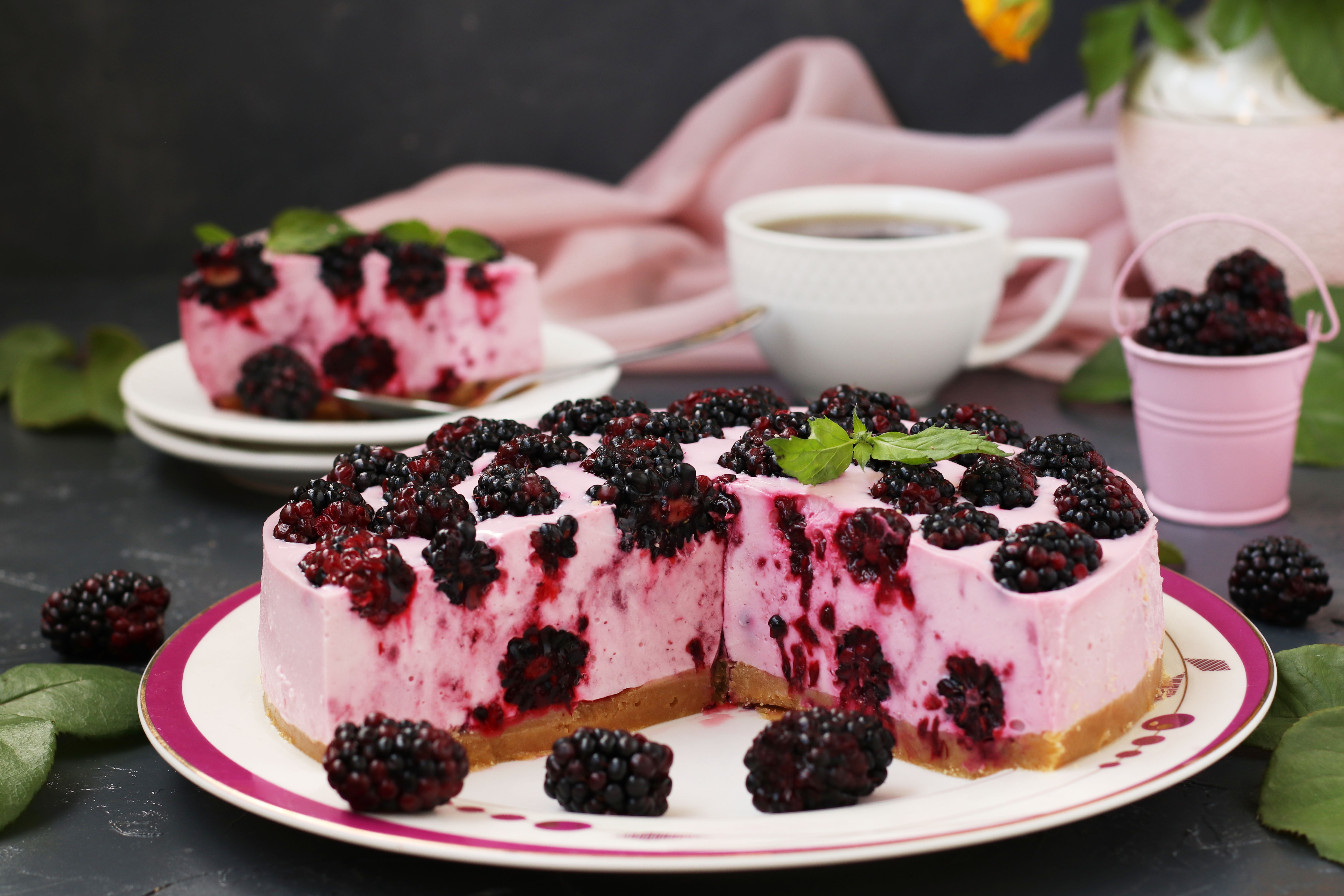Download mobile wallpaper Food, Dessert, Blackberry, Cake, Berry, Cheesecake for free.