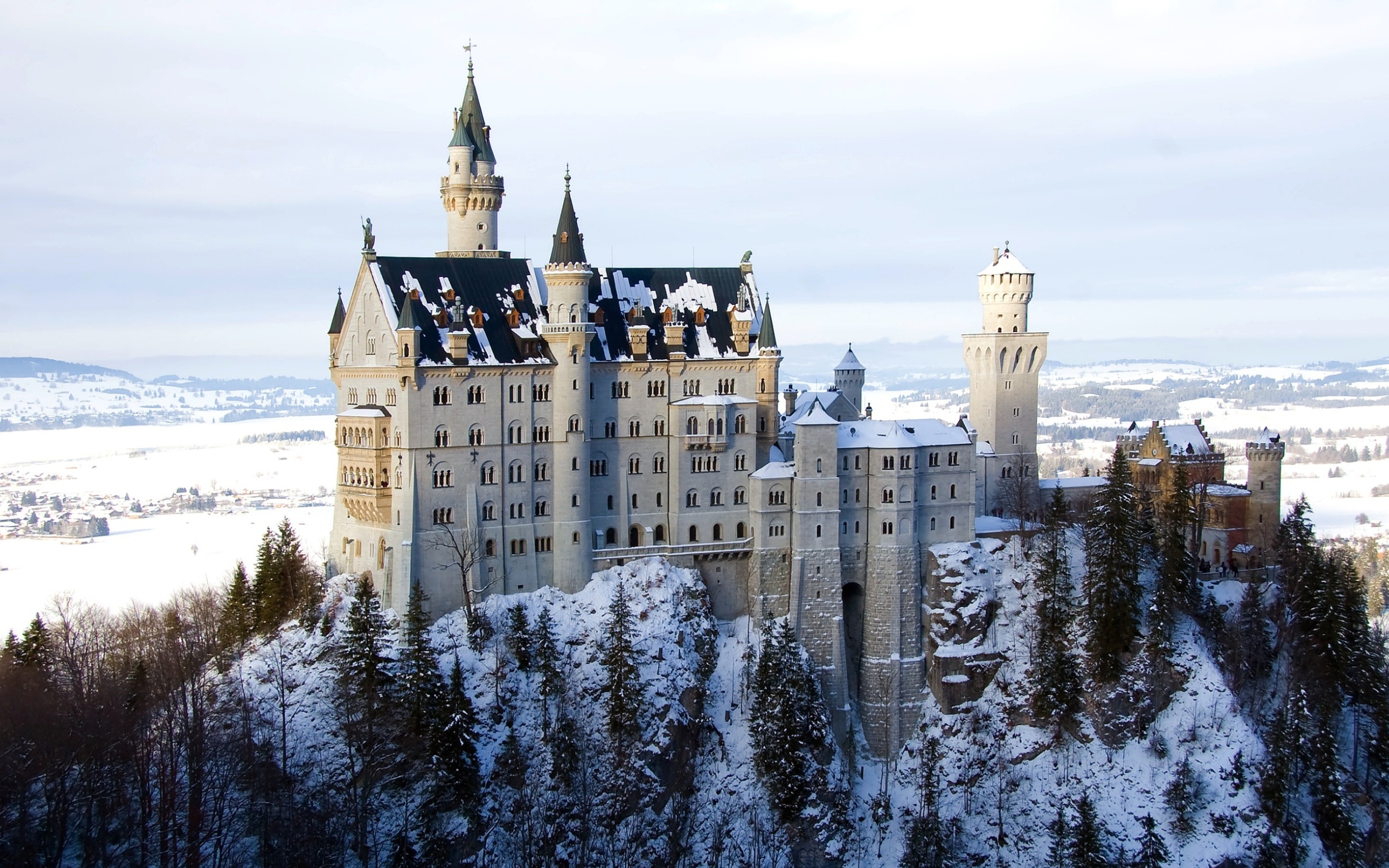 Скачати мобільні шпалери Зима, Замок Нойшванштайн, Створено Людиною безкоштовно.