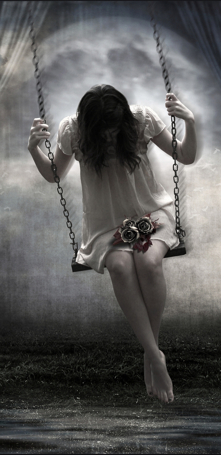 Download mobile wallpaper Rose, Swing, Photography, Ghost, Black & White, Manipulation for free.