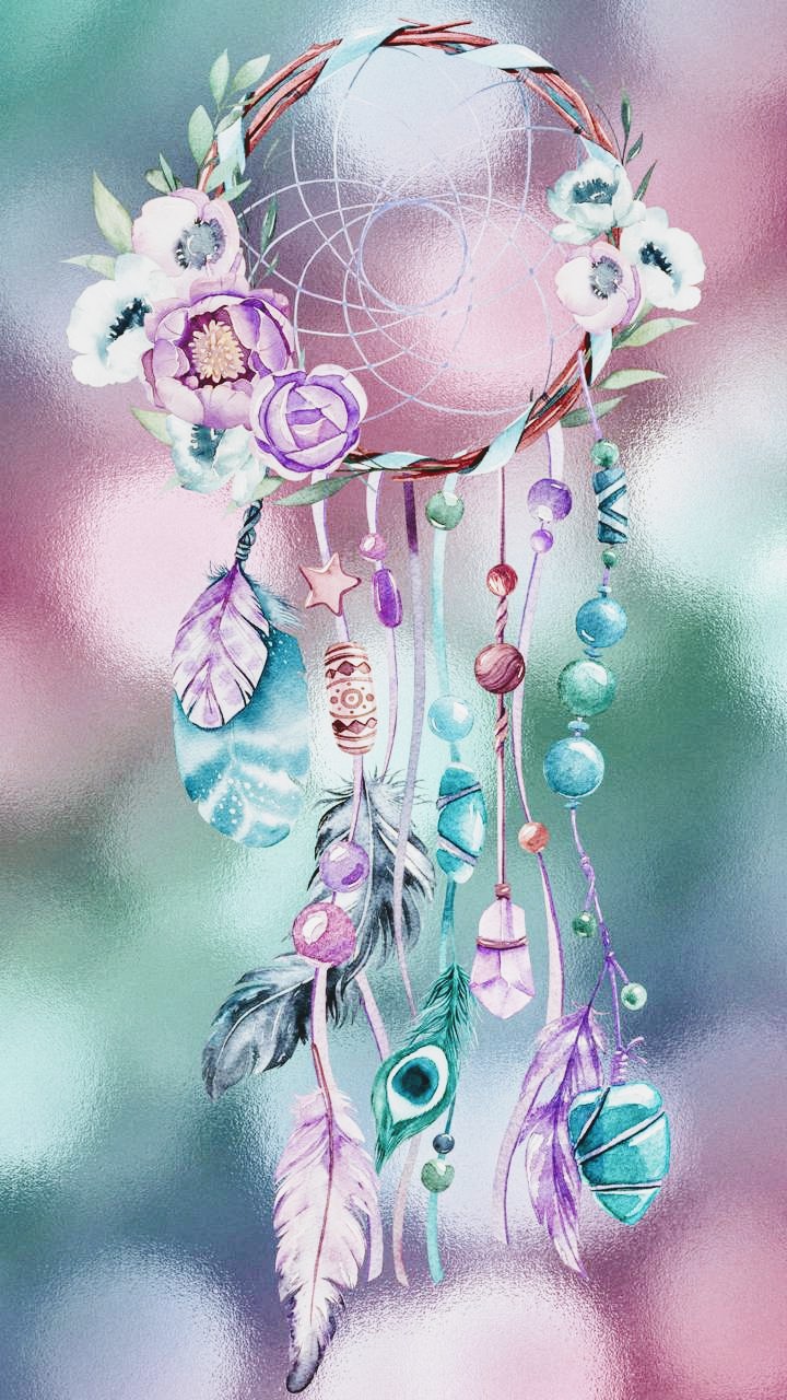 dreamcatcher, pink, blue, artistic, feather, flower, colorful, beads download HD wallpaper