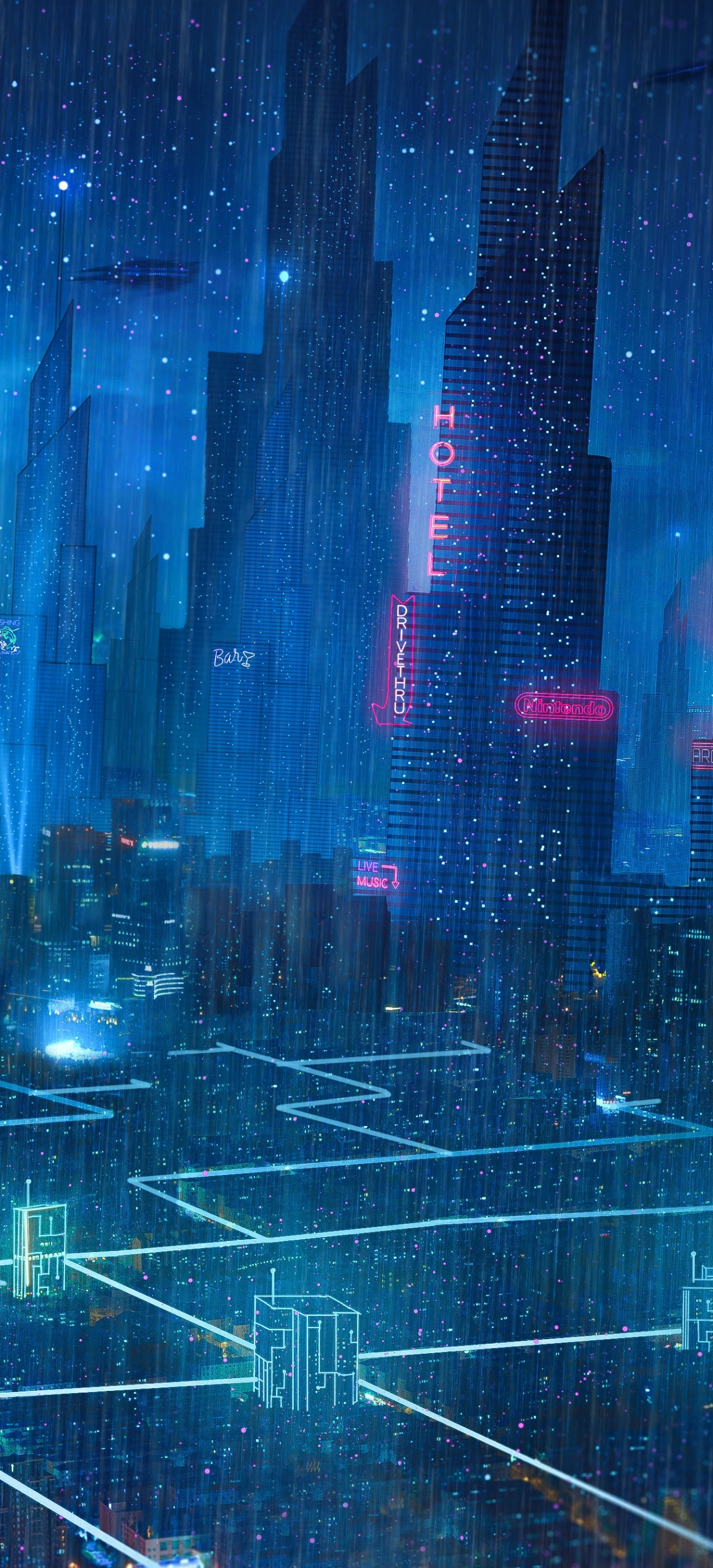 Download mobile wallpaper Anime, Rain, Building, Sci Fi for free.