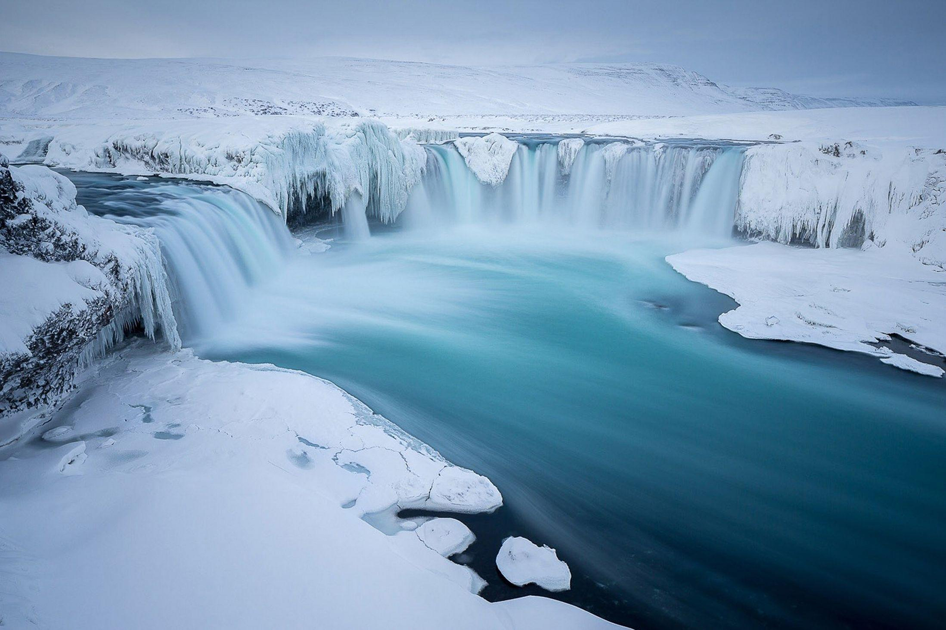 424132壁紙のダウンロード地球, ゴザフォス, 青い, 凍った, 氷, アイスランド, 滝-スクリーンセーバーと写真を無料で