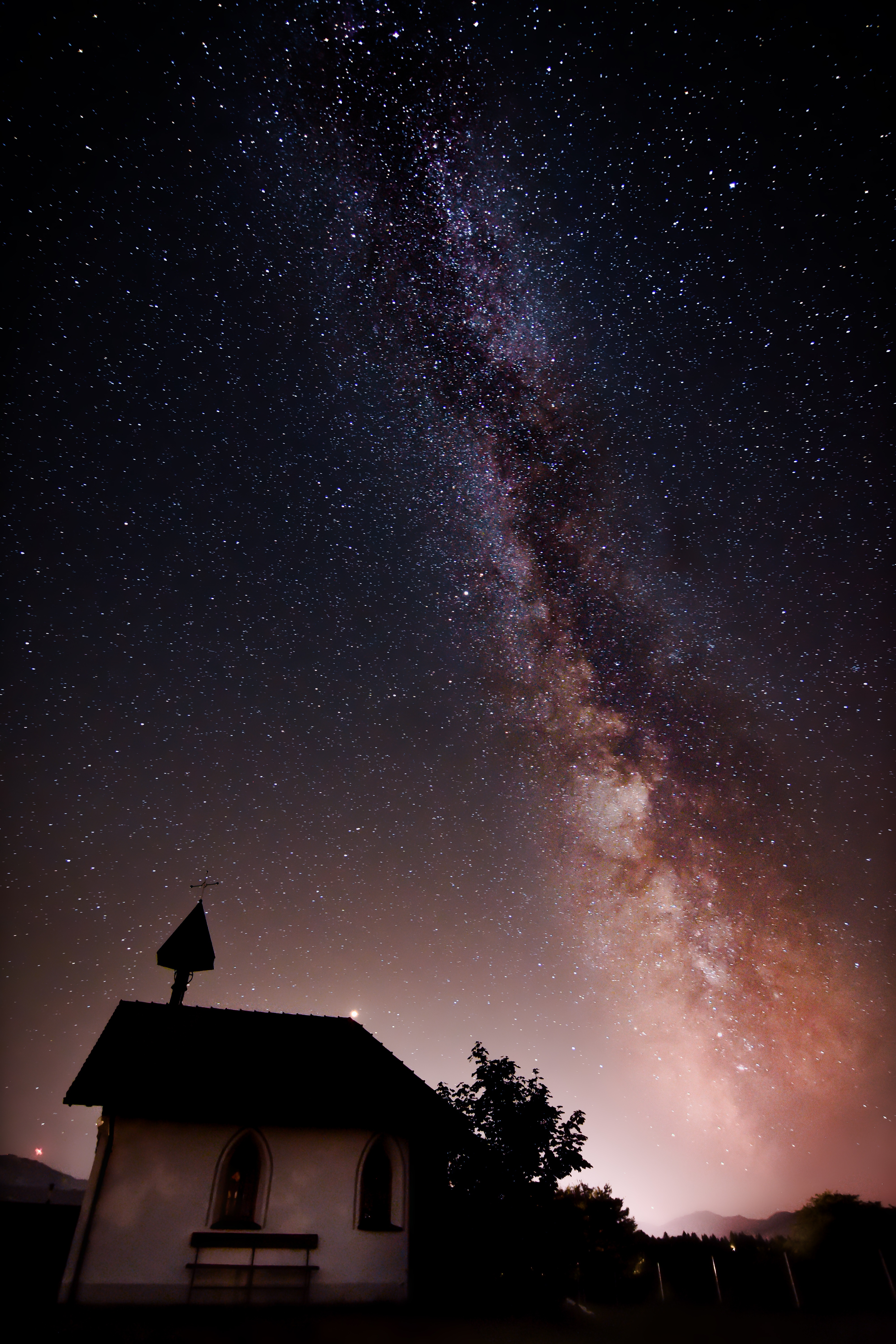 nature, stars, night, starry sky, milky way, small house, lodge