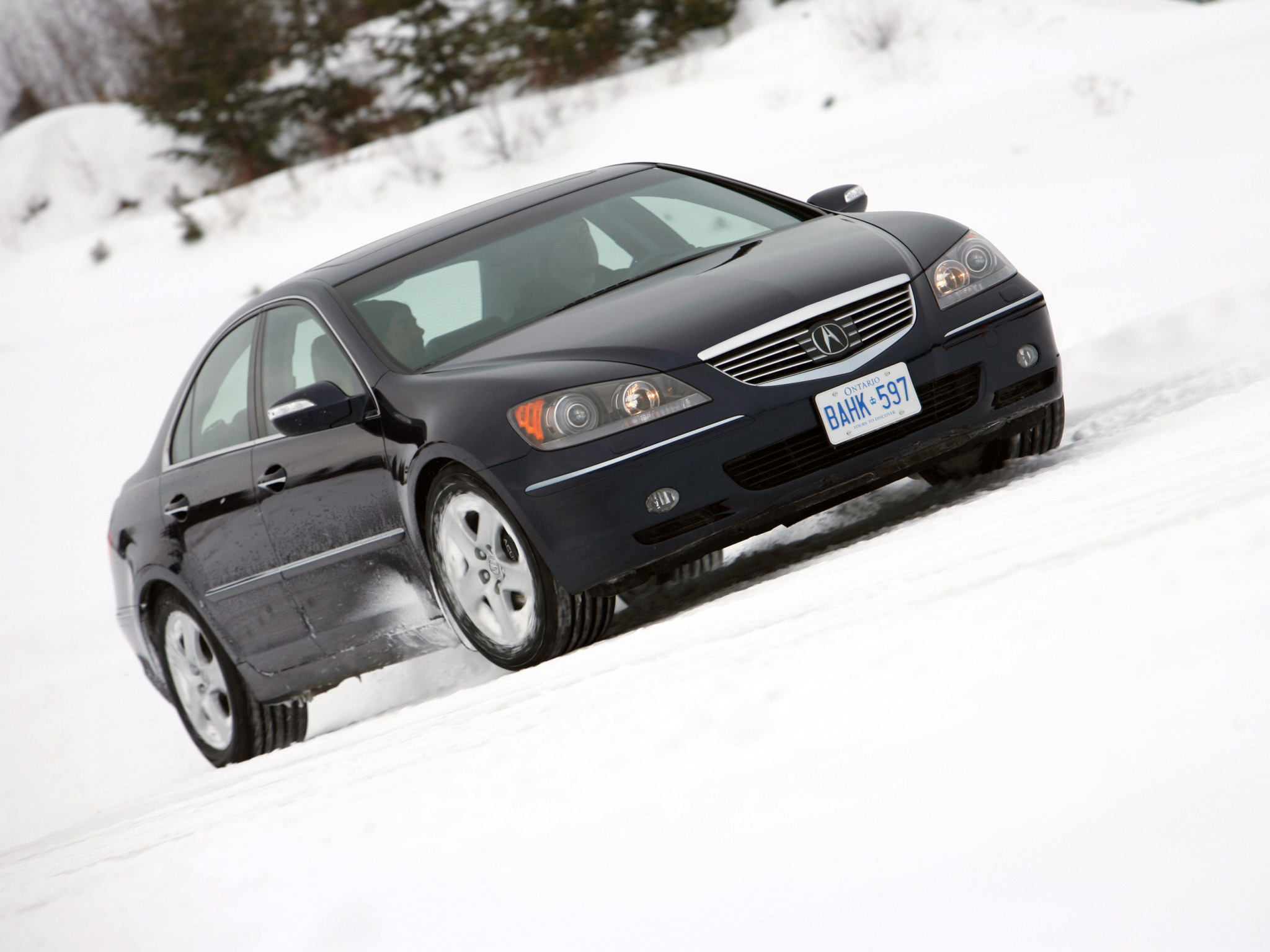 black, auto, trees, acura, snow, cars, side view, style, akura, rl Full HD