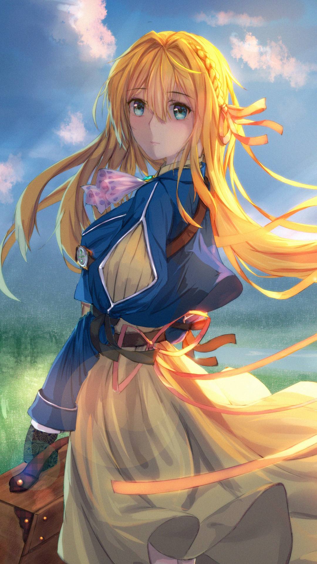 Handy-Wallpaper Blond, Blaue Augen, Blondinen, Animes, Lange Haare, Violet Evergarden (Charakter), Violet Evergarden kostenlos herunterladen.