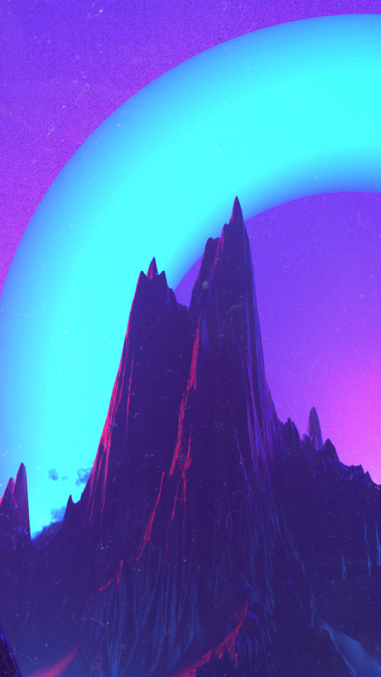 Download mobile wallpaper Mountain, Artistic, Vaporwave for free.