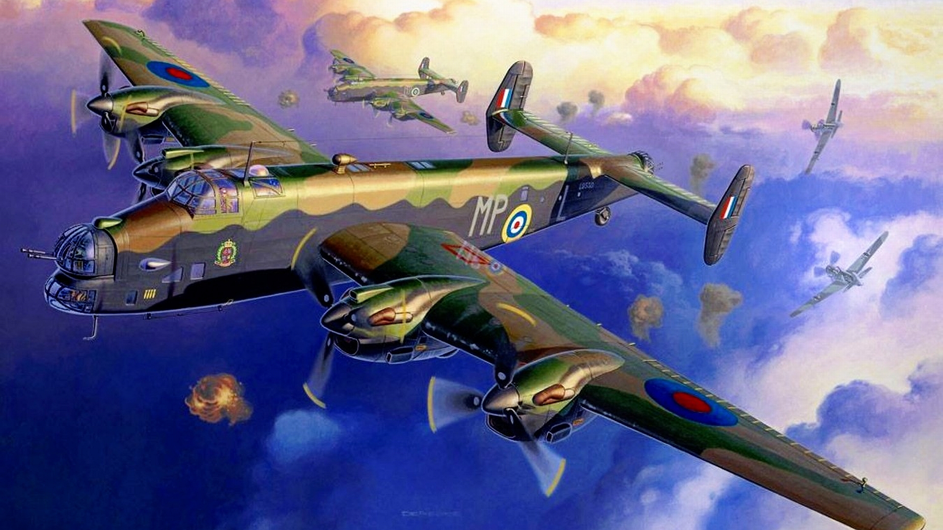 193429 скачать картинку бомбардировщик, военные, хэндли пейдж галифакс, воздушные силы, самолёты, аэроплан, вторая мировая война, бомбардировщики - обои и заставки бесплатно