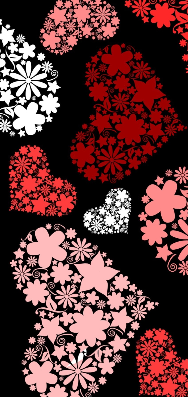 無料モバイル壁紙ピンク, 花, 芸術的, 心臓をダウンロードします。