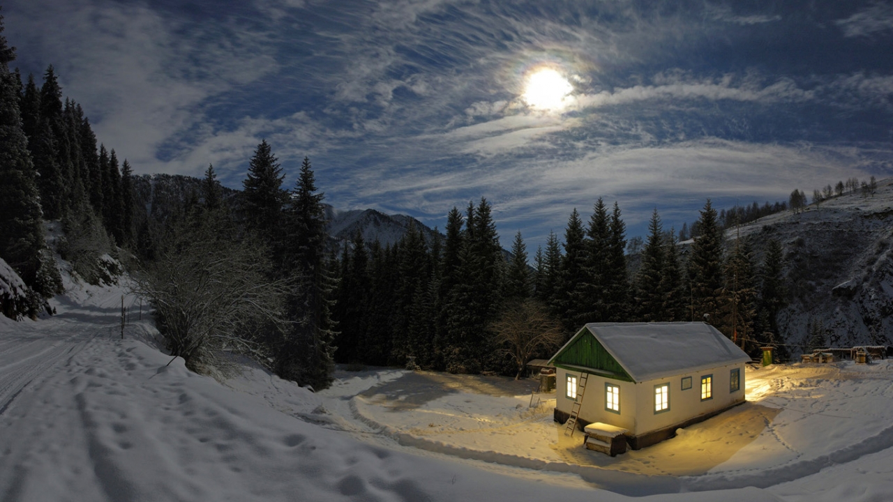Handy-Wallpaper Landschaft, Winter, Häuser kostenlos herunterladen.