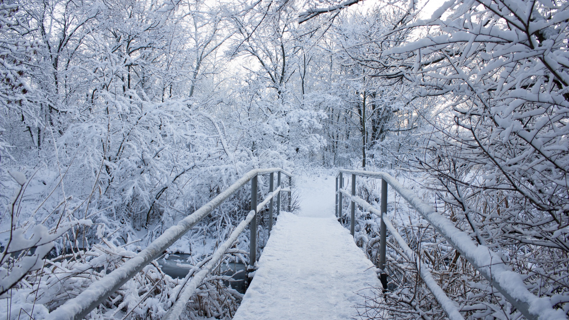 Free download wallpaper Winter, Snow, Bridge, Photography on your PC desktop