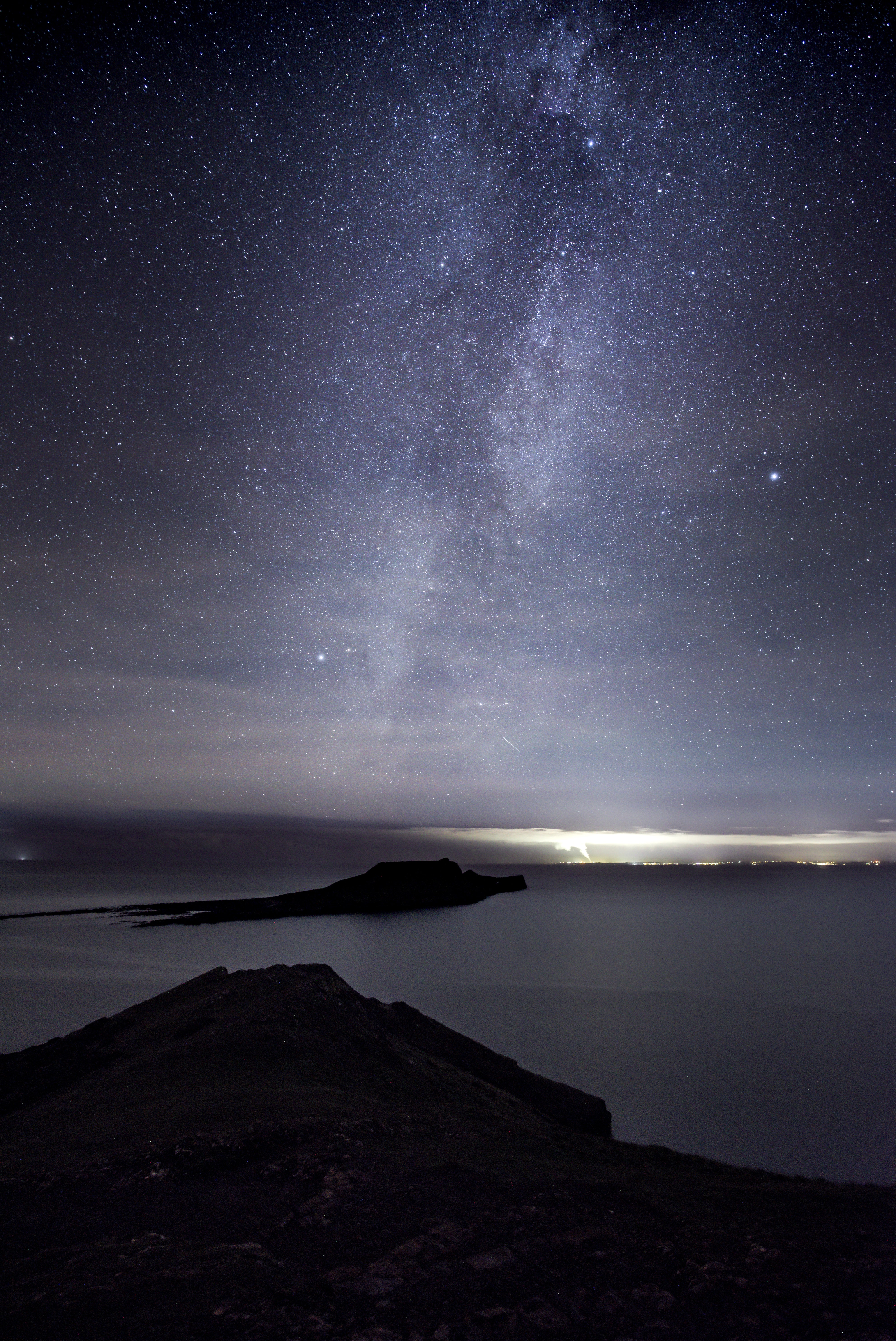 Free download wallpaper Sea, Night, Starry Sky, Dark, Island on your PC desktop