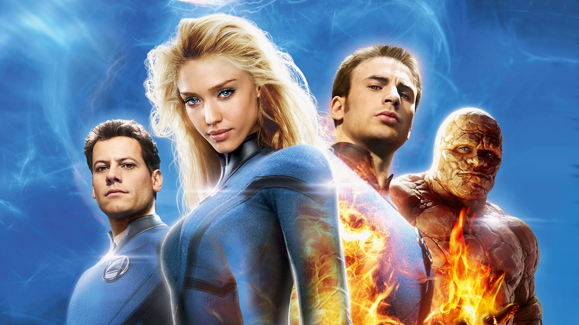 movie, fantastic 4: rise of the silver surfer, chris evans, human torch (marvel comics), invisible woman, ioan gruffudd, jessica alba, johnny storm, mister fantastic, reed richards, susan storm, thing (marvel comics)