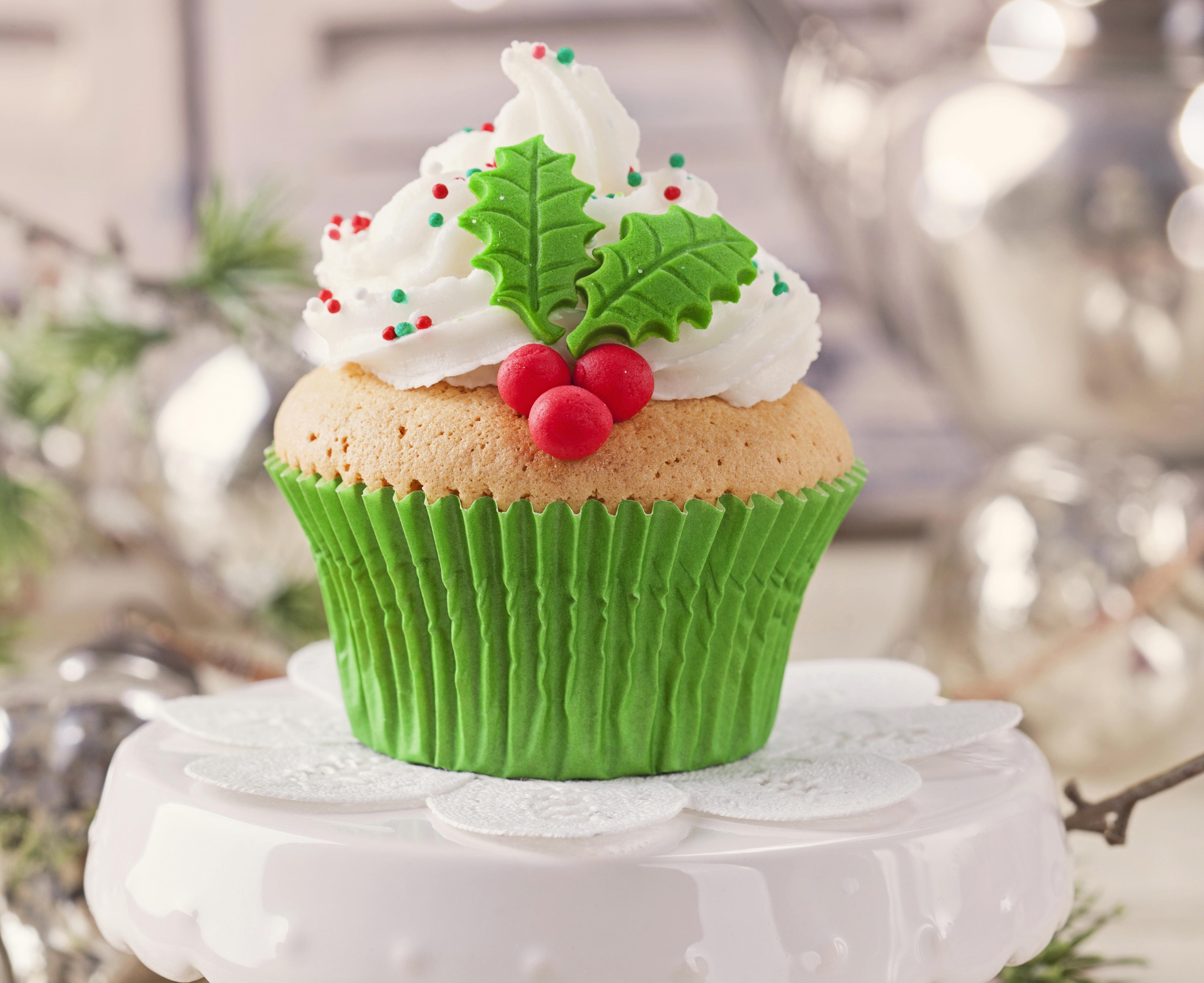 Handy-Wallpaper Weihnachten, Süßigkeiten, Cupcake, Nahrungsmittel kostenlos herunterladen.