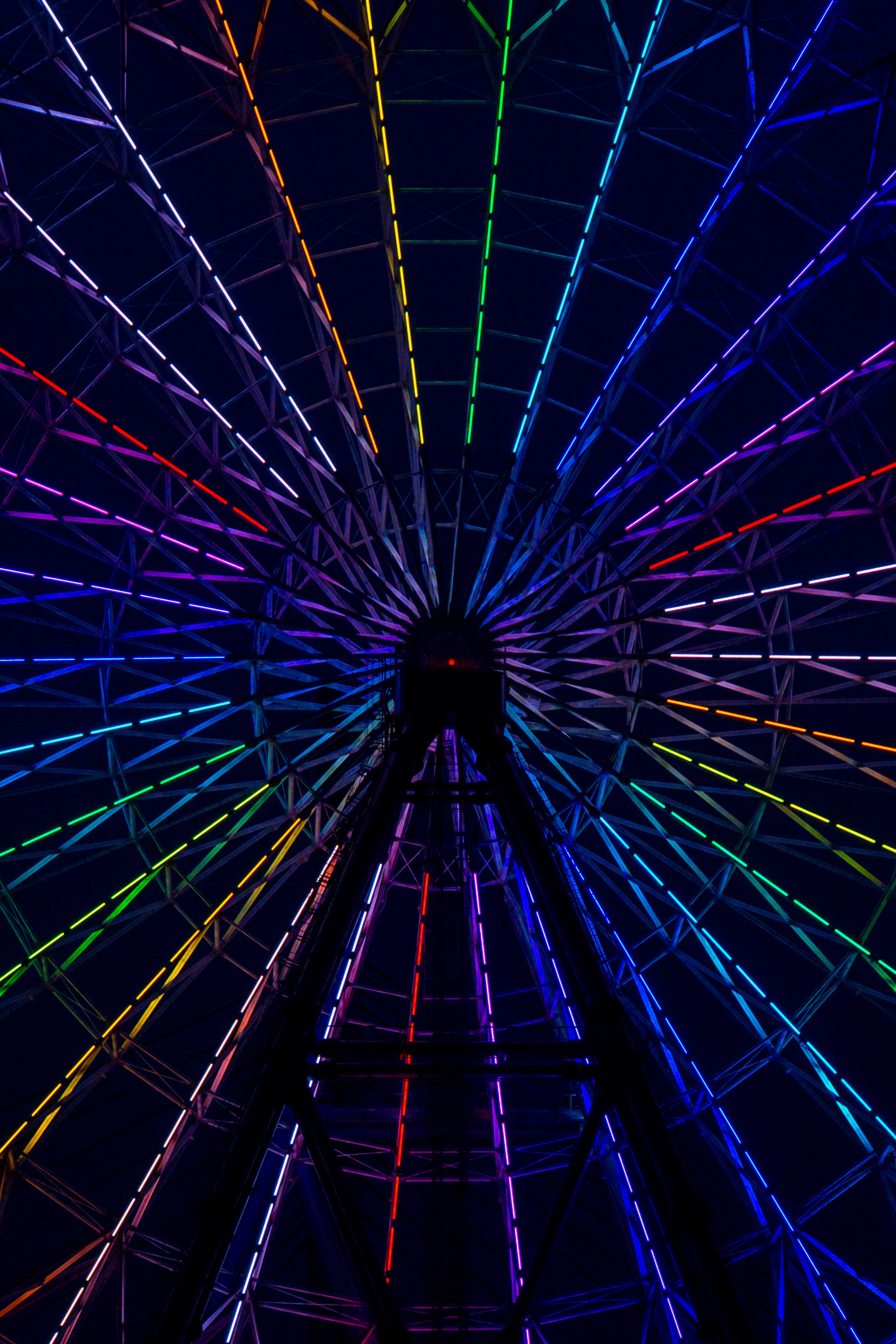 Free download wallpaper Motley, Ferris Wheel, Backlight, Illumination, Dark, Multicolored on your PC desktop