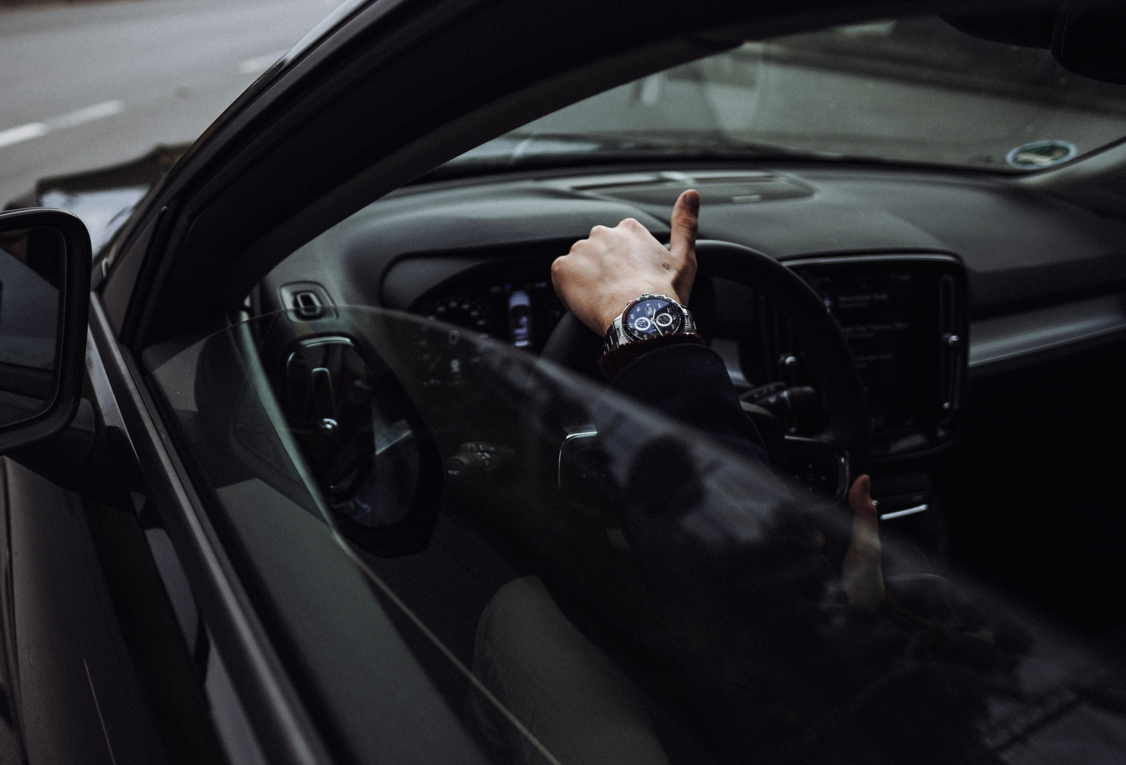 steering wheel, cars, black, hand, car, rudder