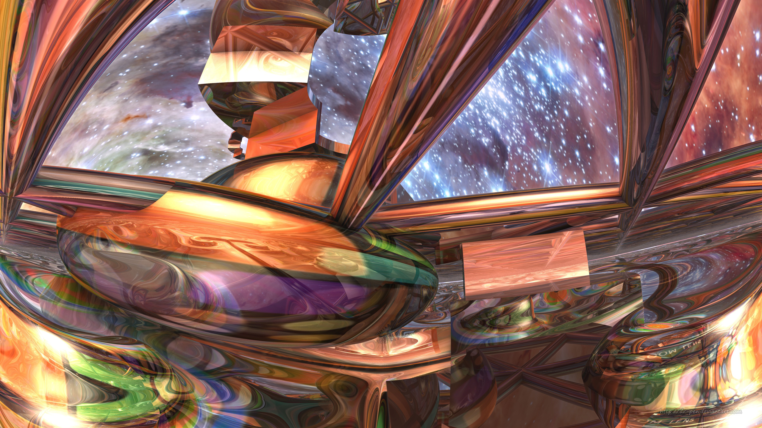 Free download wallpaper Abstract, 3D, Fractal, Colors, Space, Colorful, Geometry, Cgi, Orange (Color) on your PC desktop