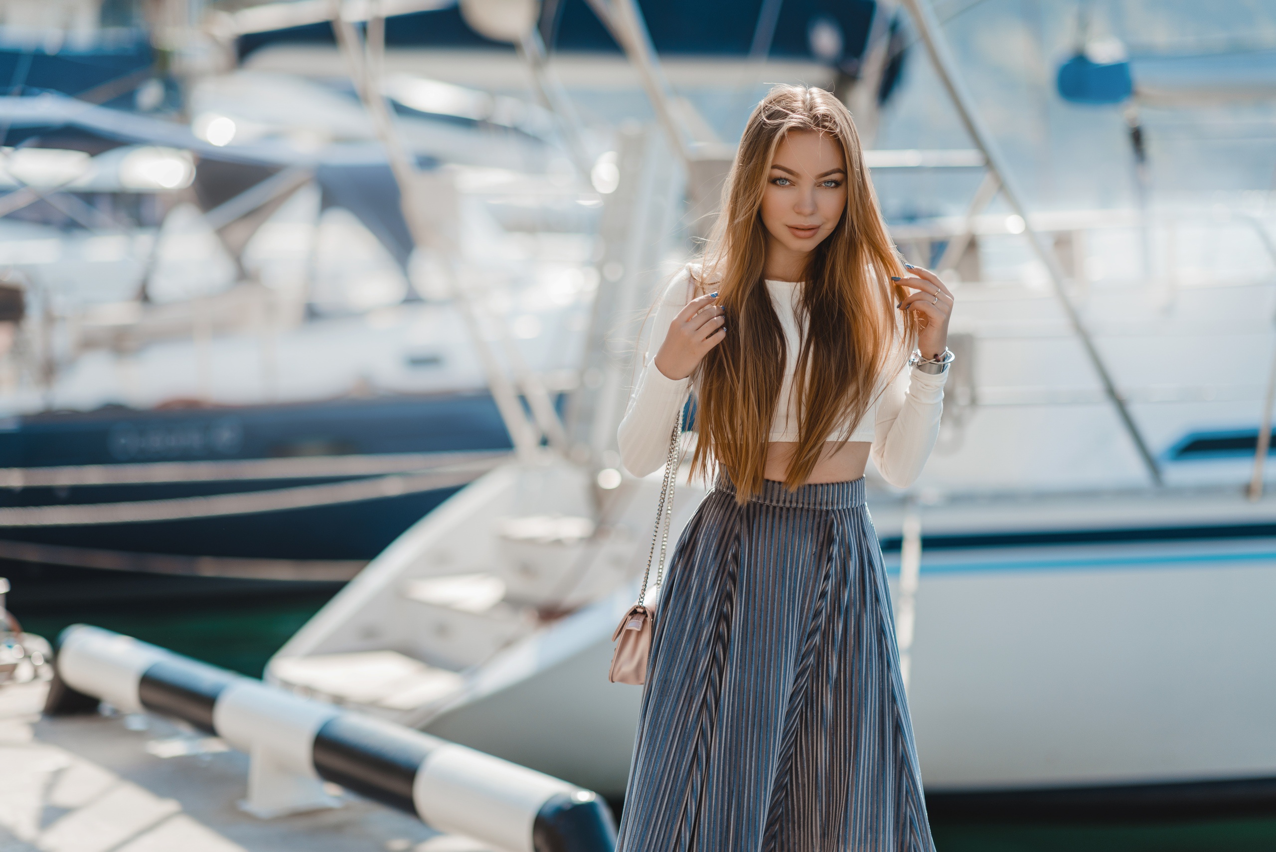 Free download wallpaper Redhead, Model, Women, Blue Eyes, Long Hair, Depth Of Field on your PC desktop