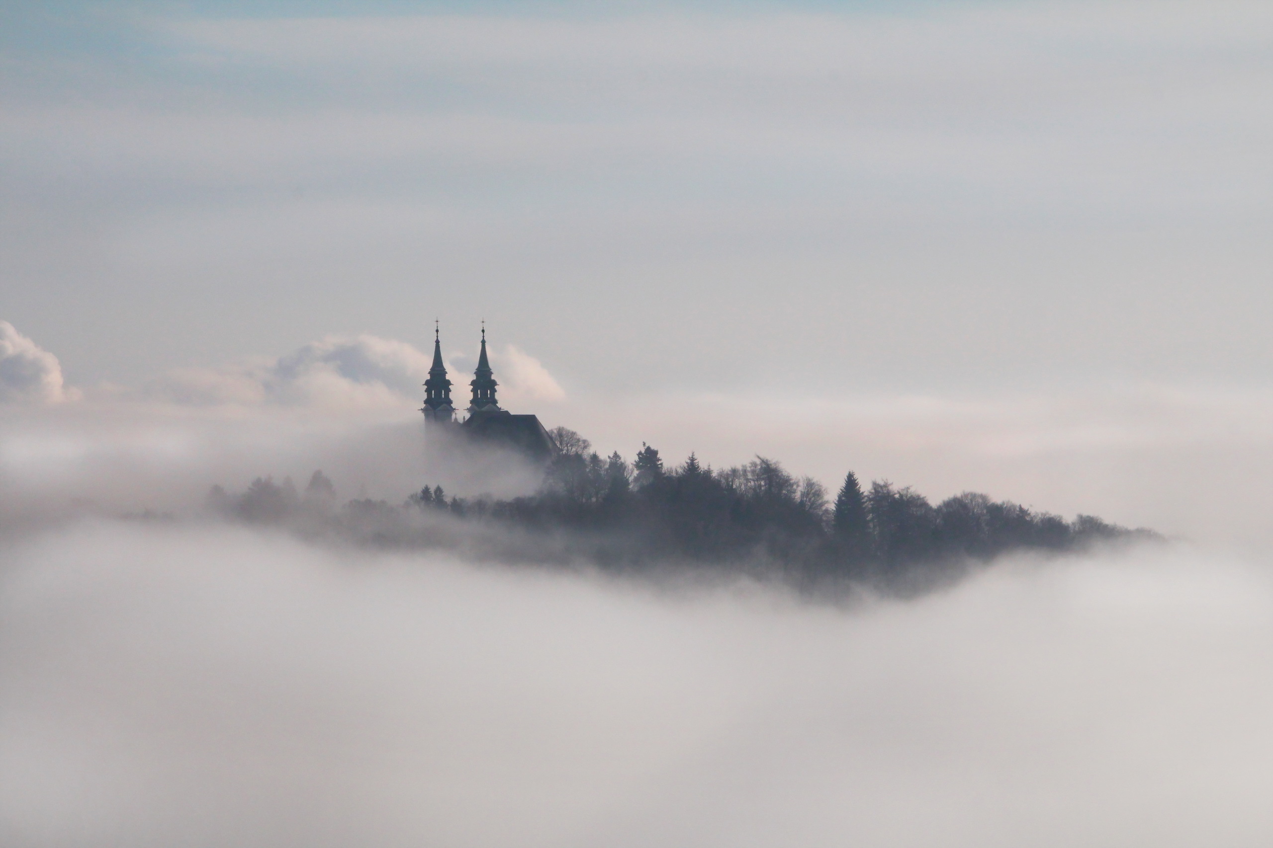 Download mobile wallpaper Fog, Church, Churches, Religious for free.
