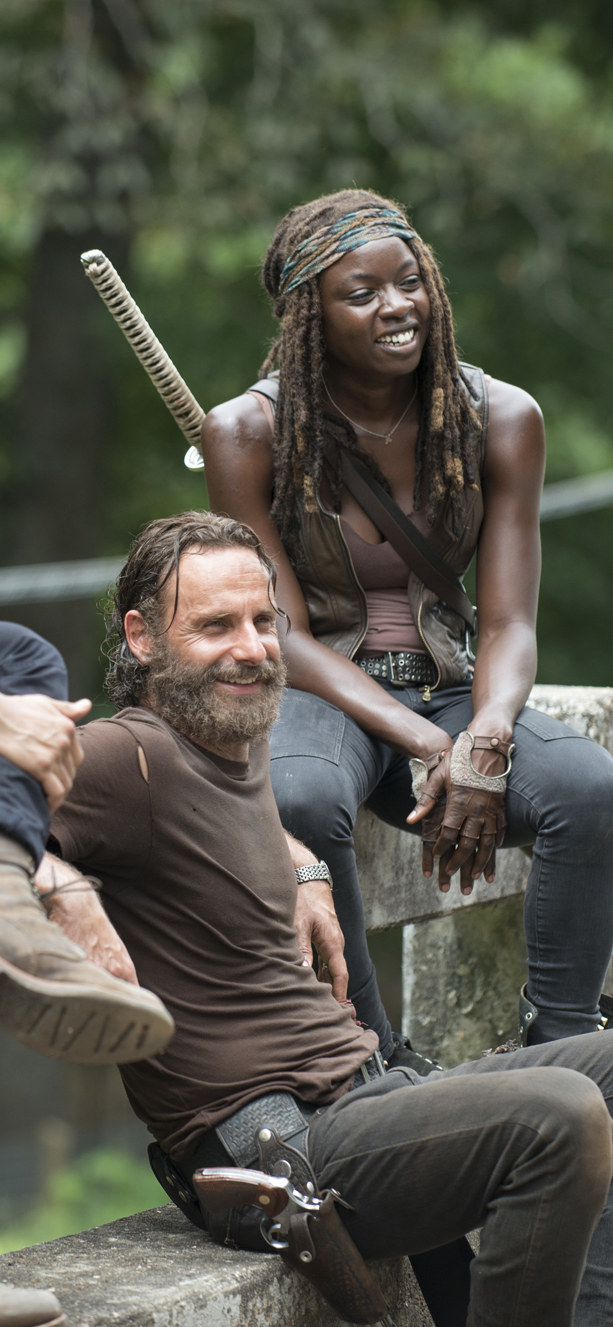 Download mobile wallpaper Andrew Lincoln, Tv Show, The Walking Dead, Rick Grimes, Michonne (The Walking Dead), Danai Gurira for free.