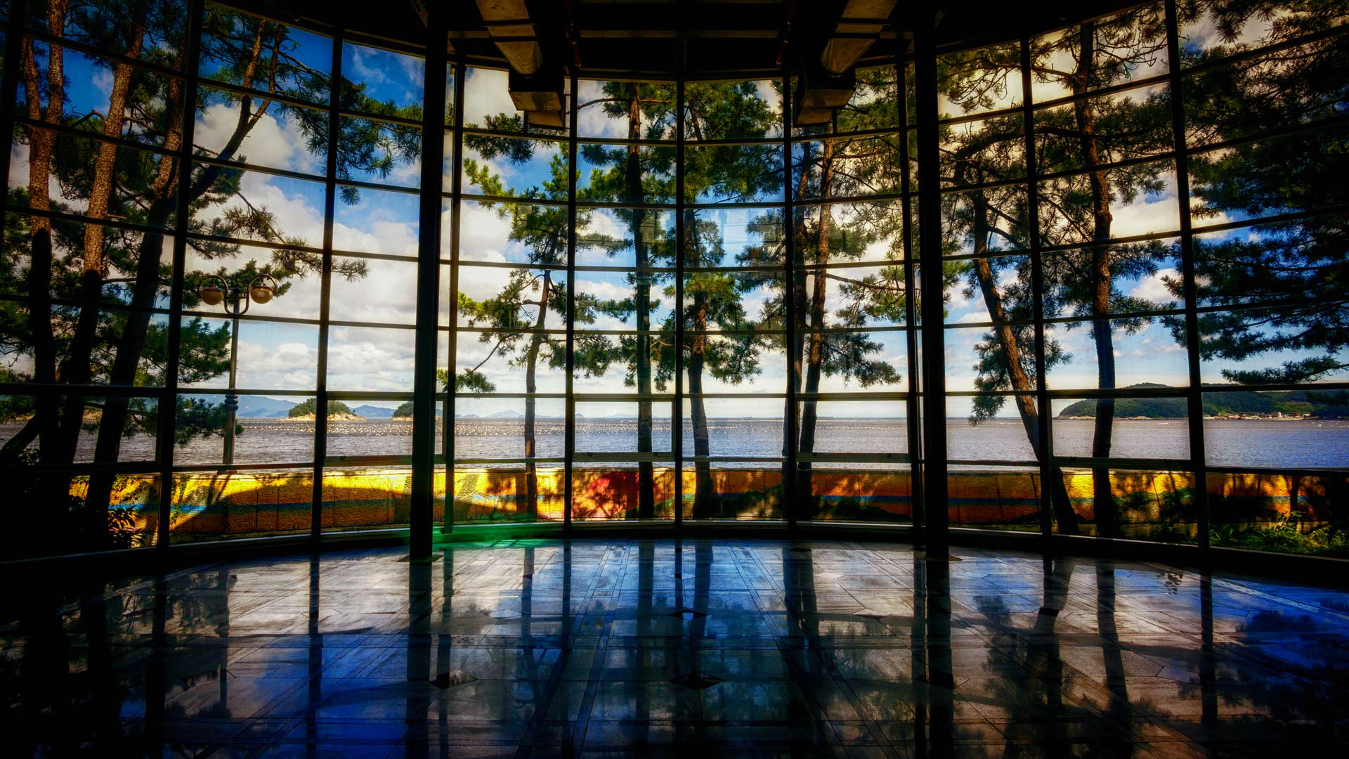 man made, window, forest, museum
