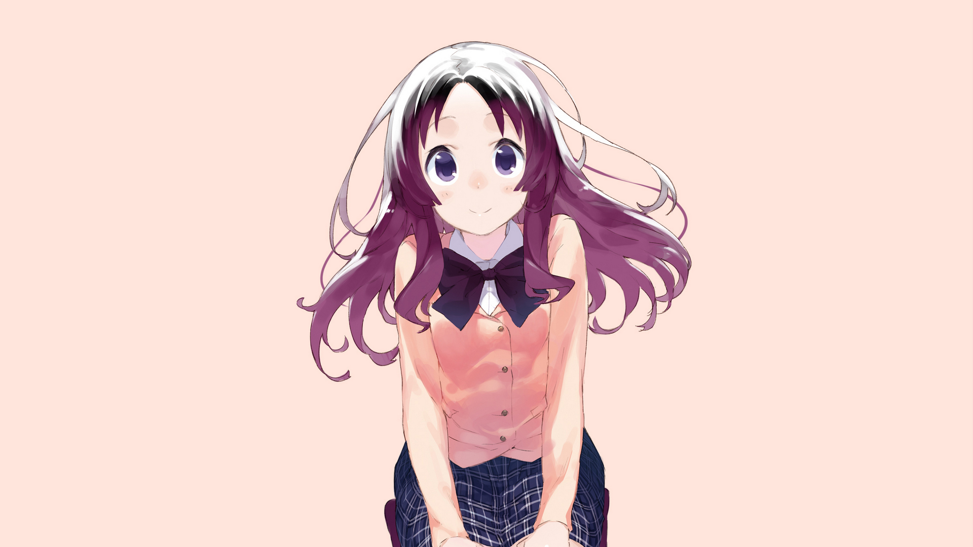 Free download wallpaper Anime, School Uniform, Long Hair, Purple Eyes, Bow (Clothing), Oute Keika Tori! on your PC desktop