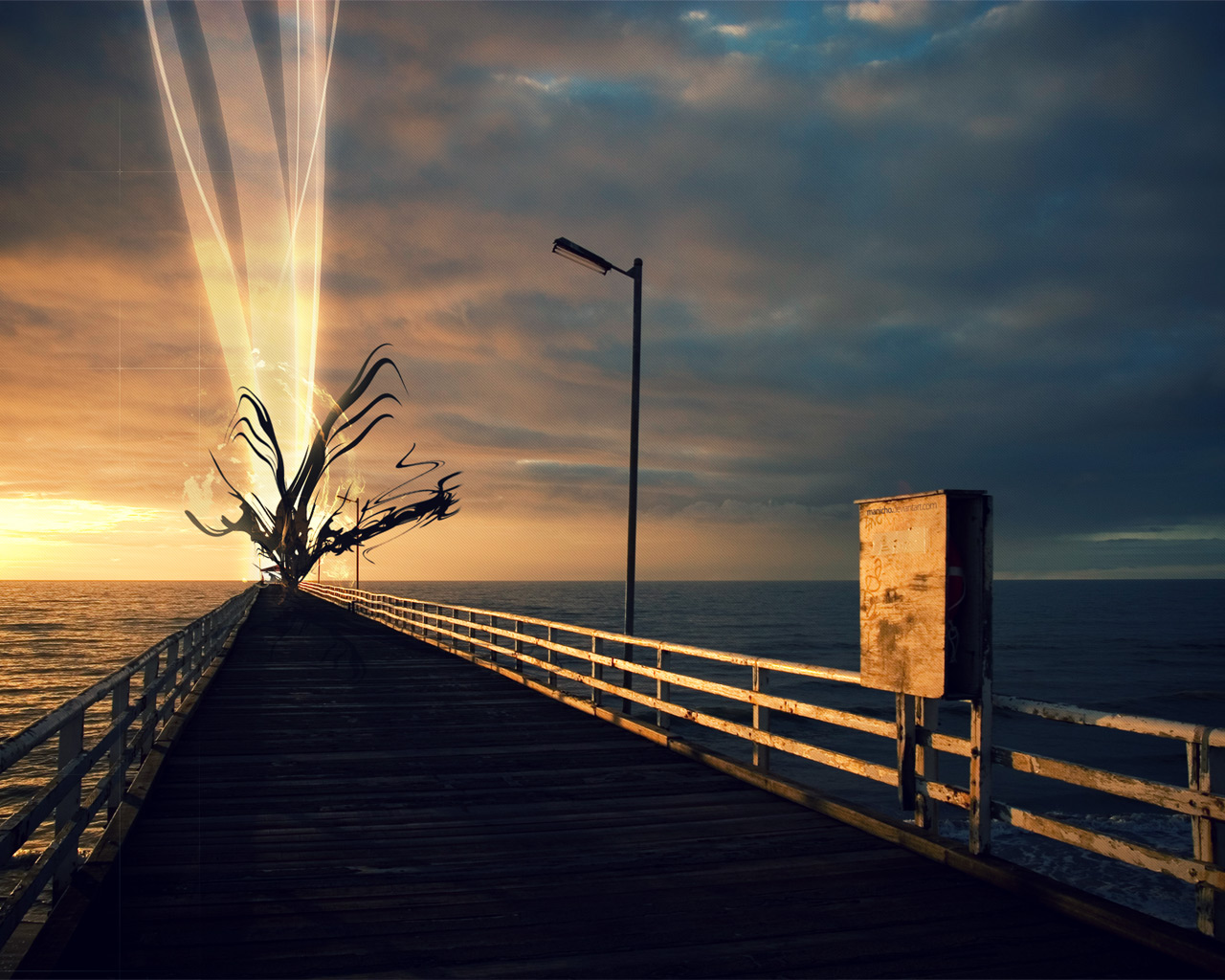 Download mobile wallpaper Pier, Artistic for free.